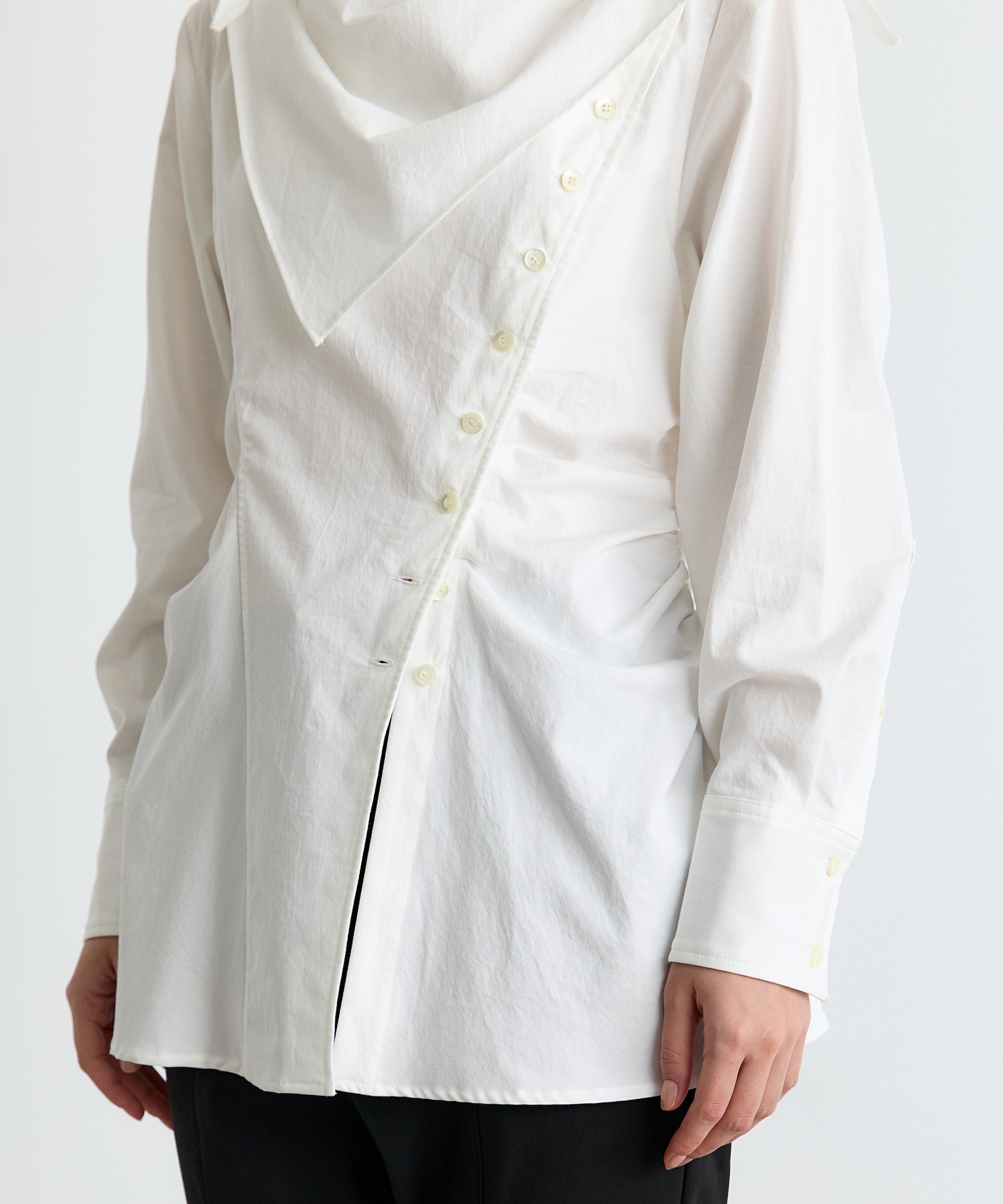 ORGANIC COTTON SCARF COLLAR BLOUSE FETICO