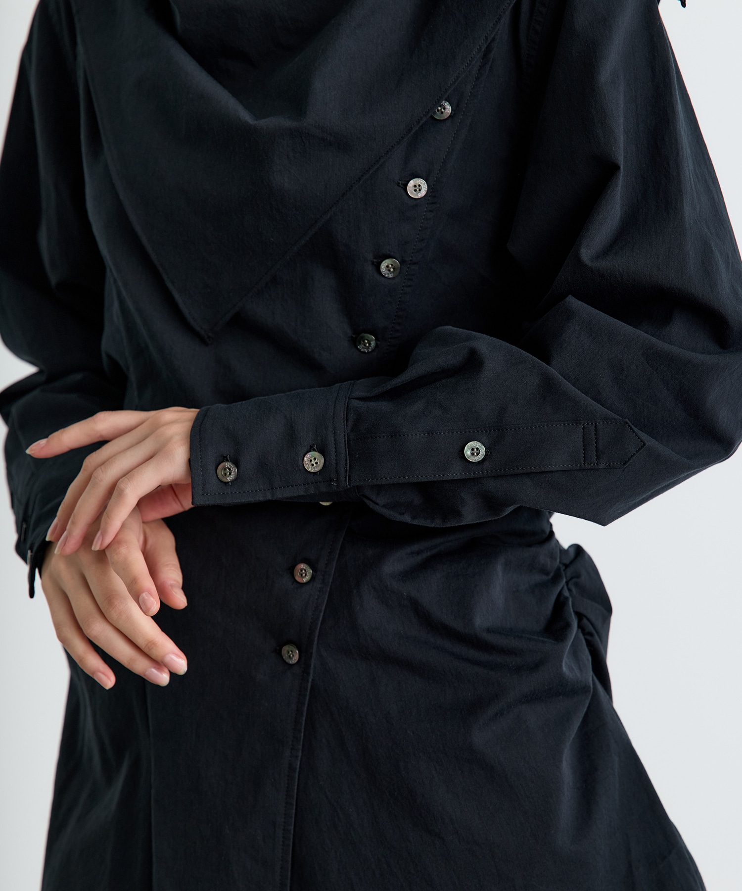 ORGANIC COTTON SCARF COLLAR BLOUSE FETICO