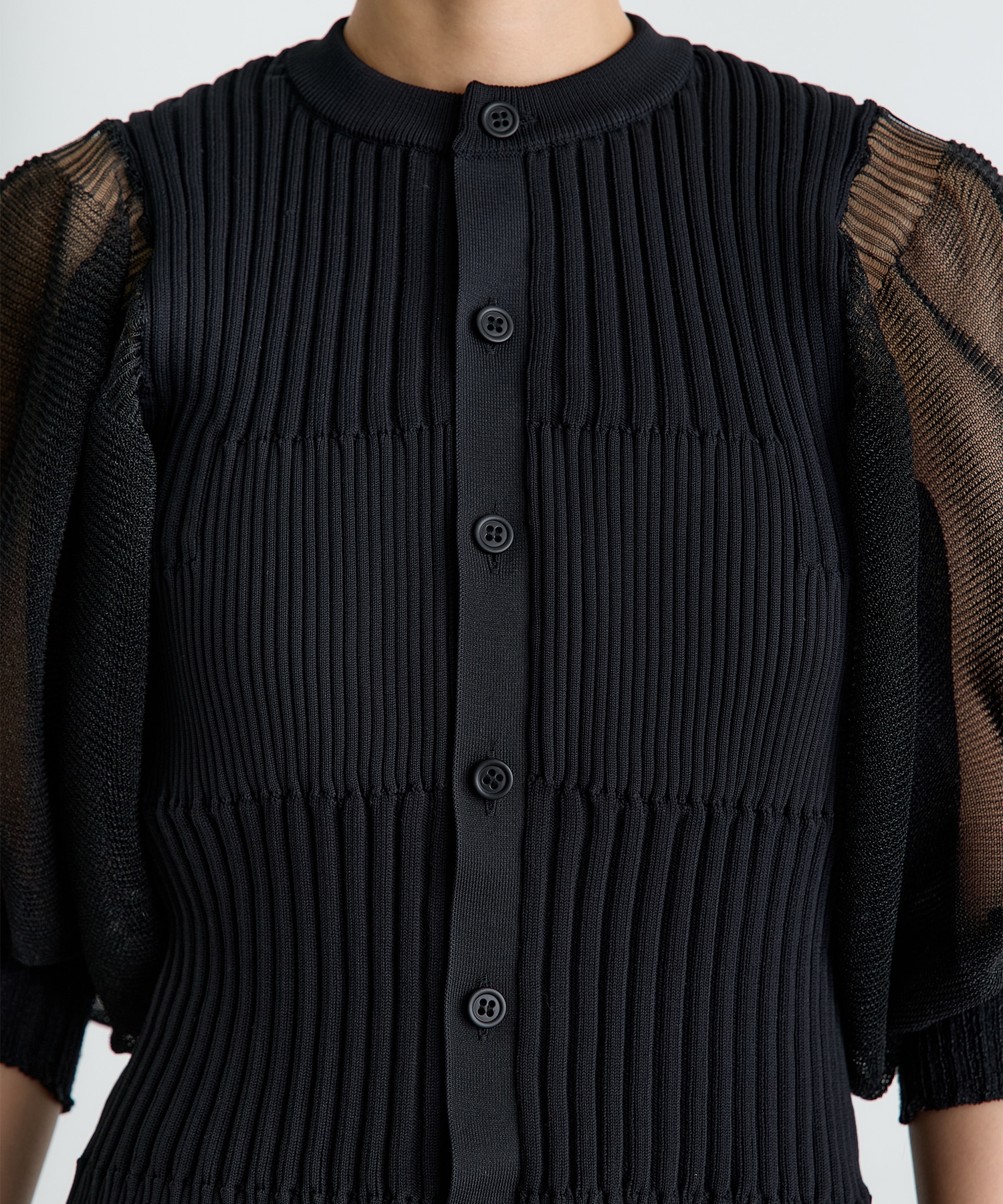 FLUTED LUCENT PUFF SLEEVE CARDIGAN CFCL