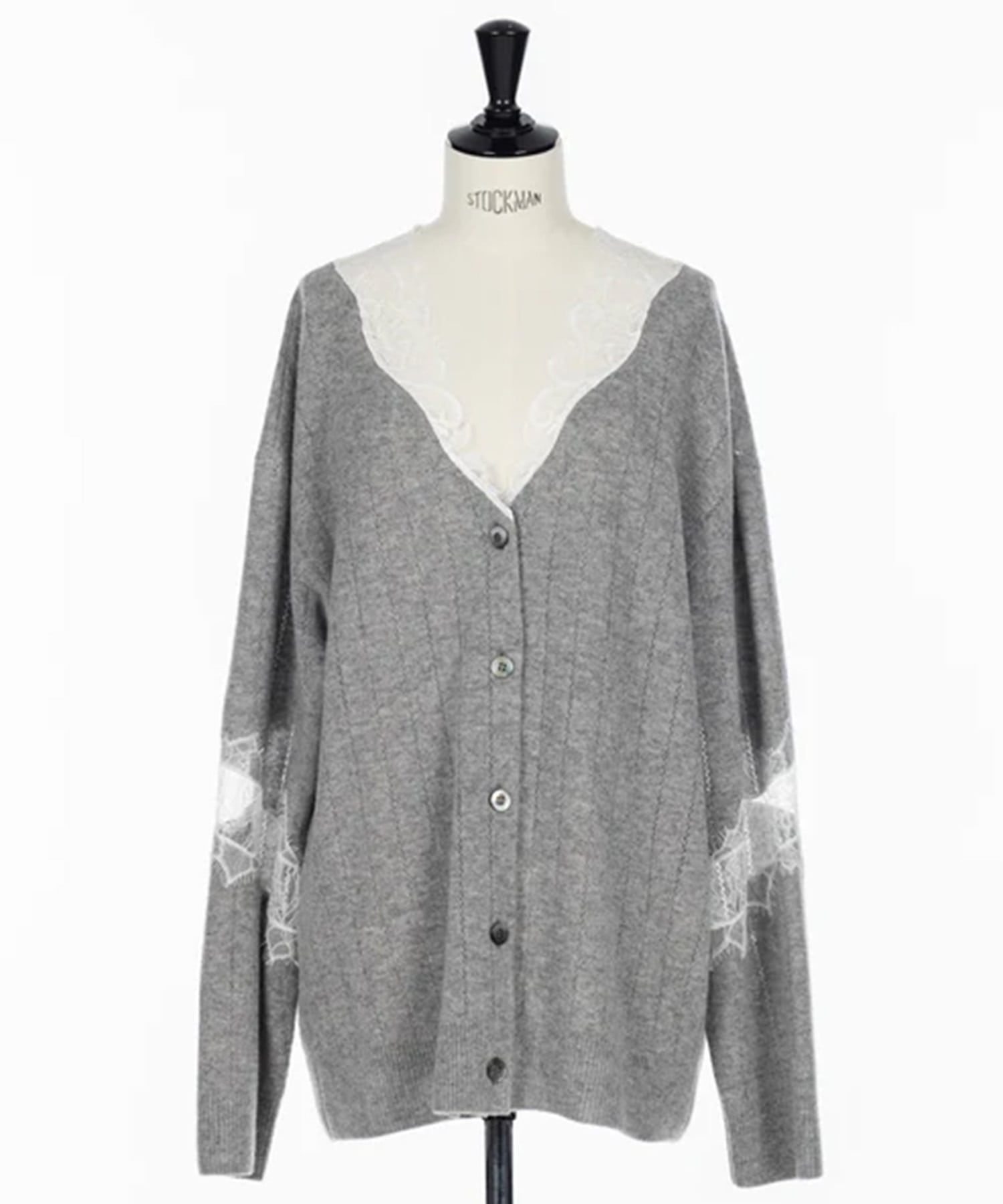 OVERSIZED HAIRY LACE PANELED KNIT CARDIGAN FETICO