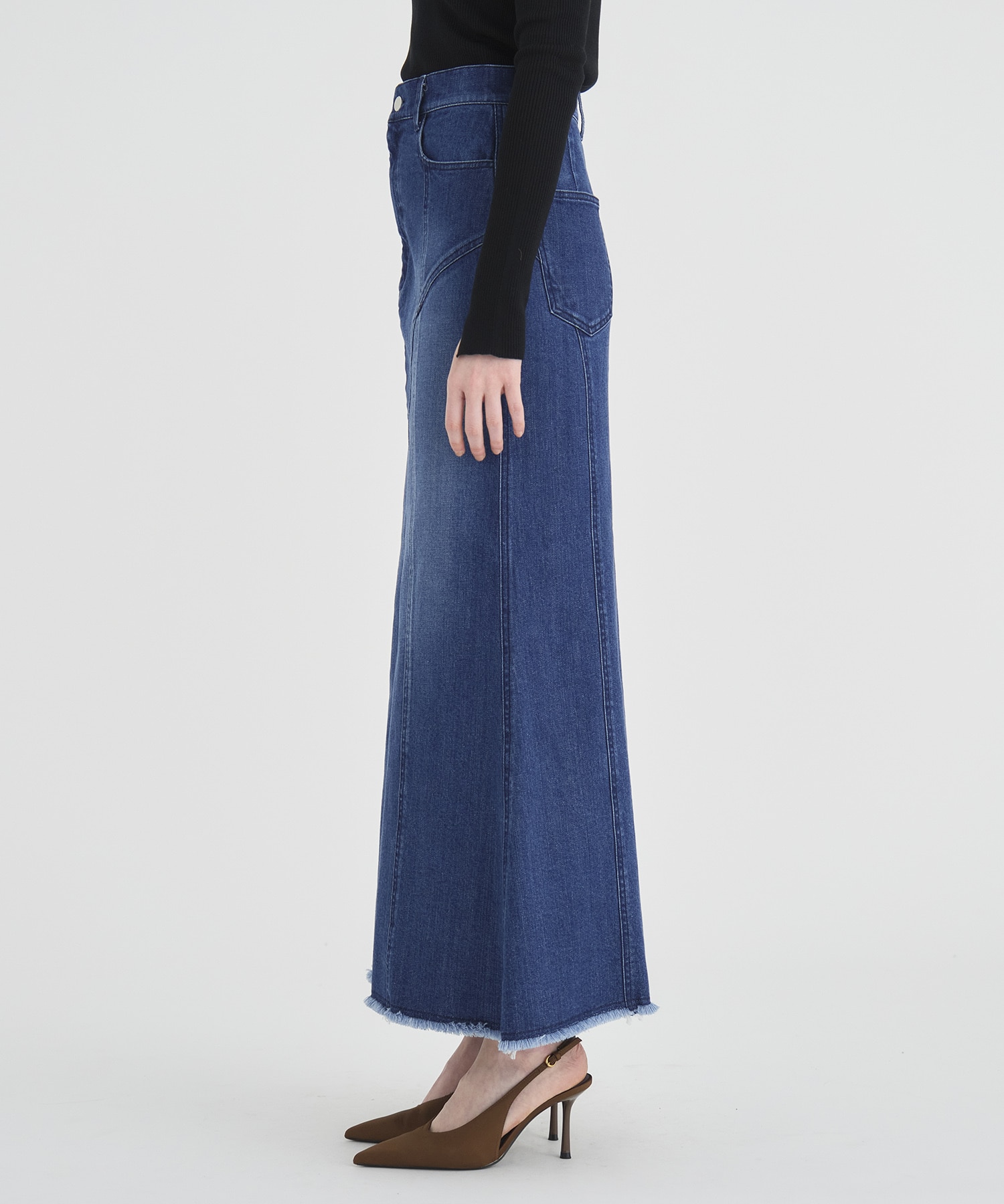 Cutting Stretch Denim Skirt RITAN