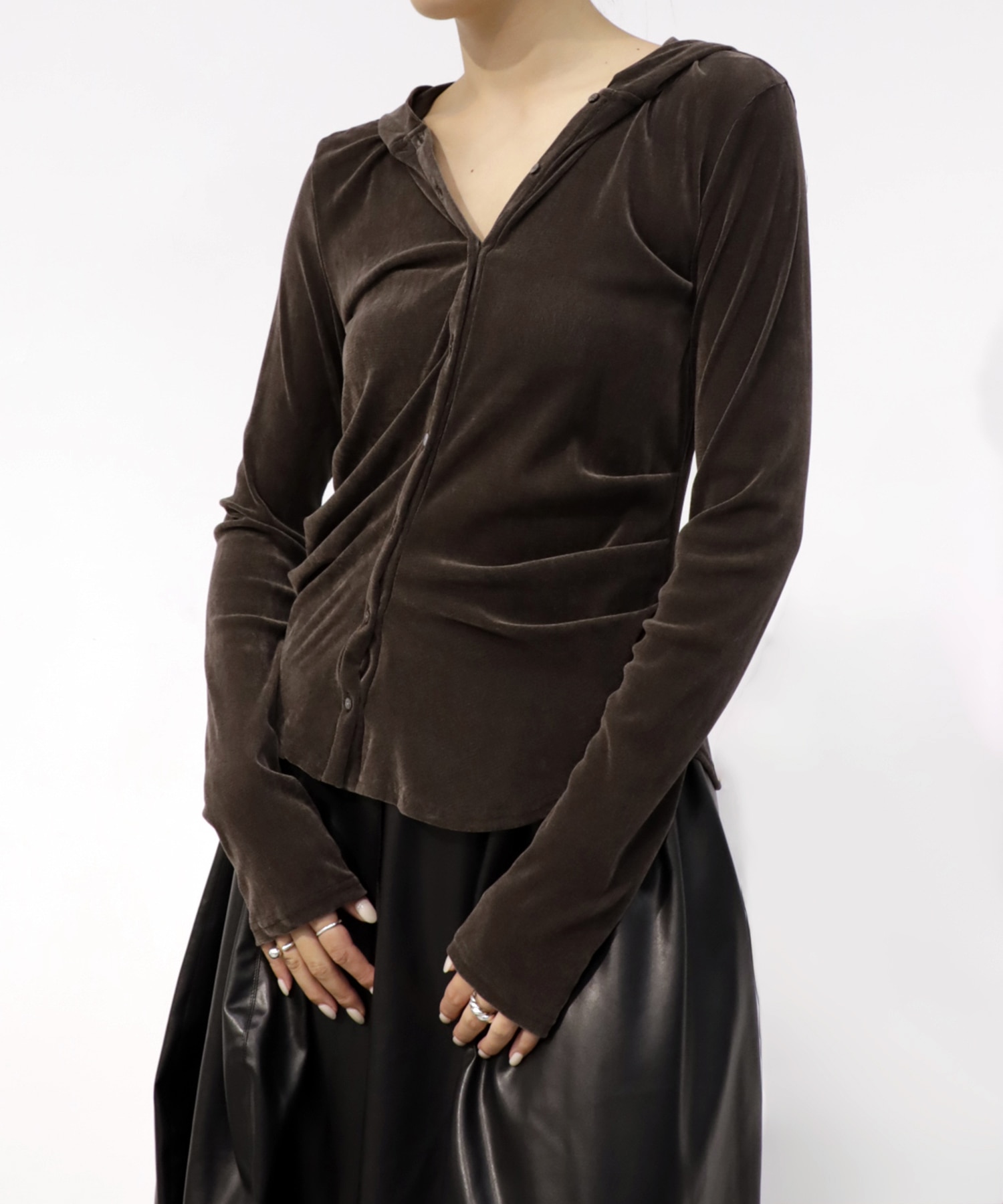 Velours Hoodie Cut Tops RITAN