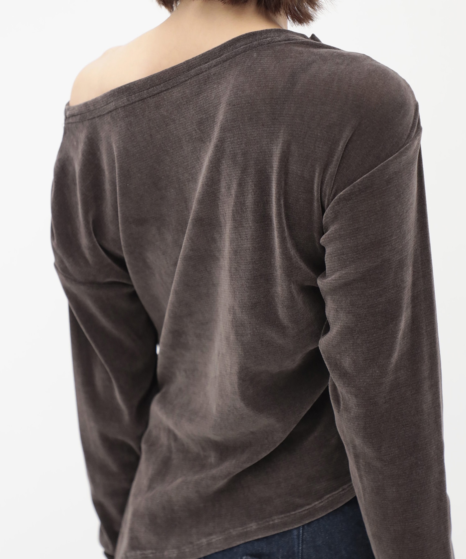 Velour One Shoulder Long T-Shirt RITAN