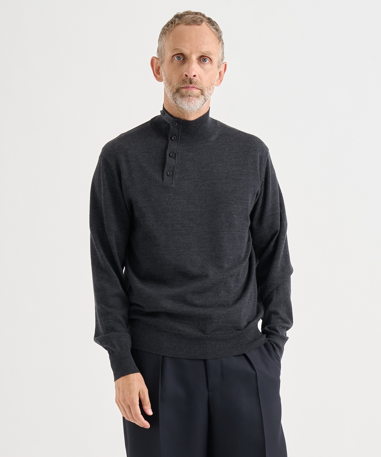 WOOL HIGH-NECK KNIT PULLOVER