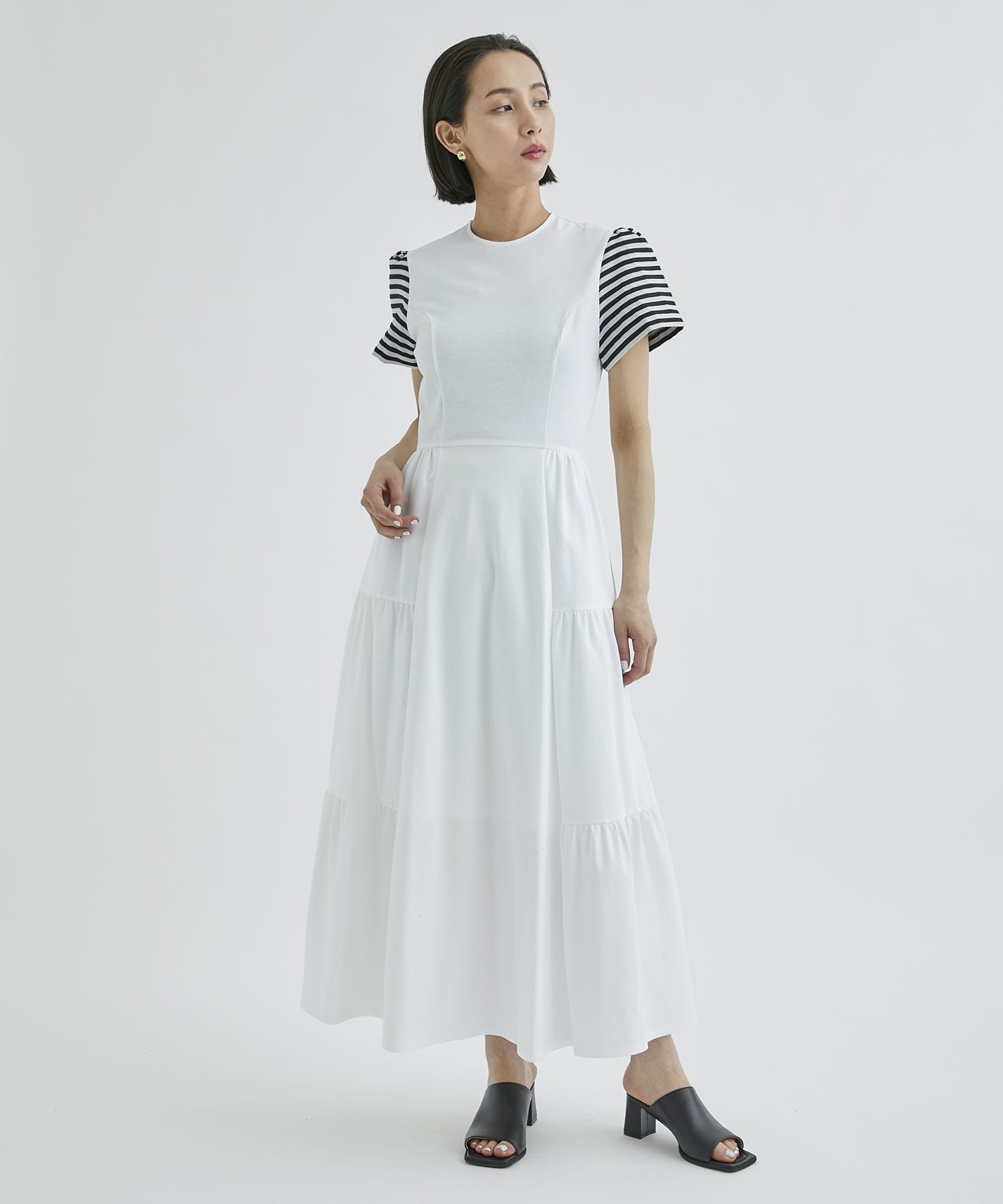 ボーダーズアットバルコニー BORDER SLEEVE TEE DRESS-