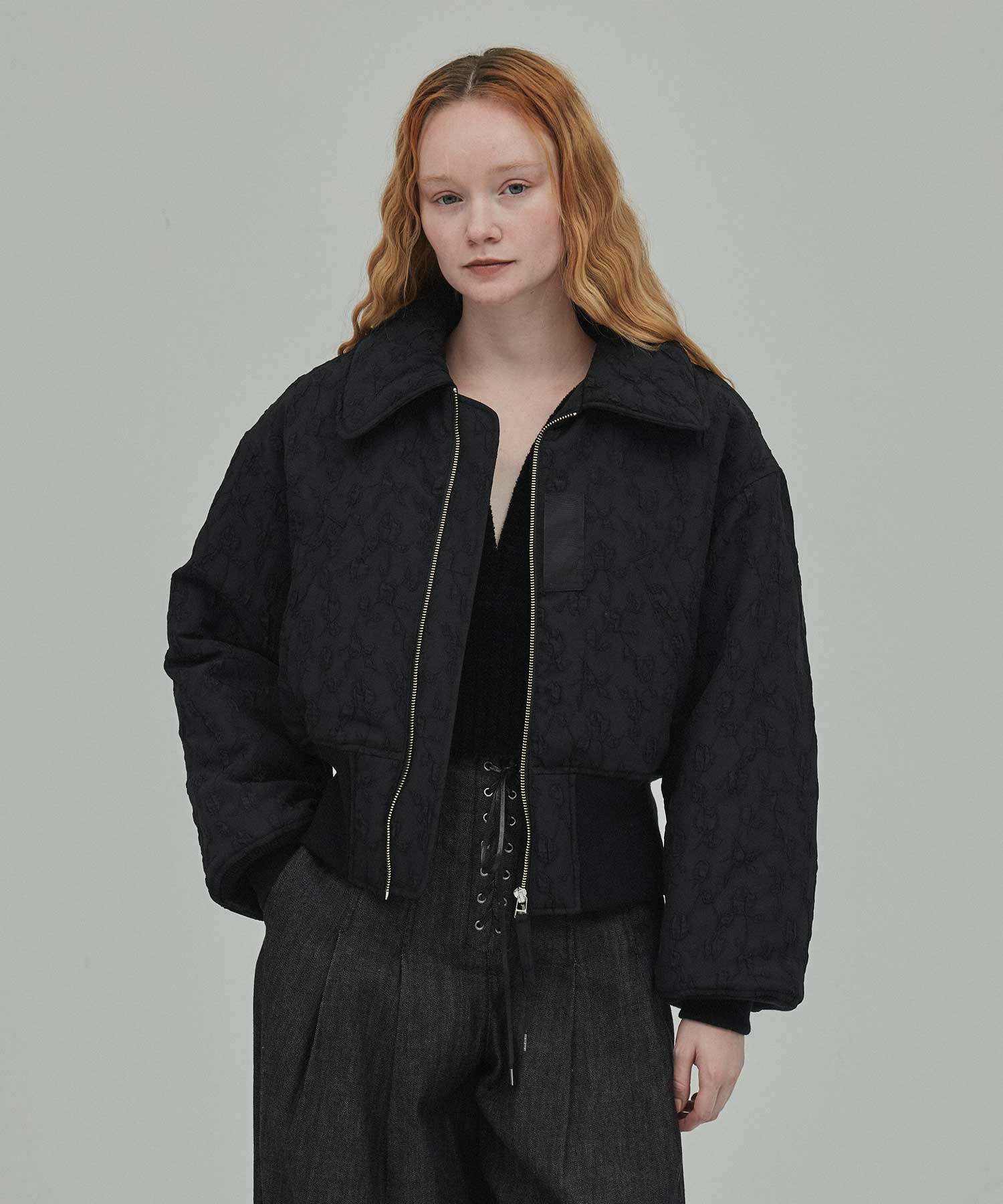 Floral jacquard bomber jacket