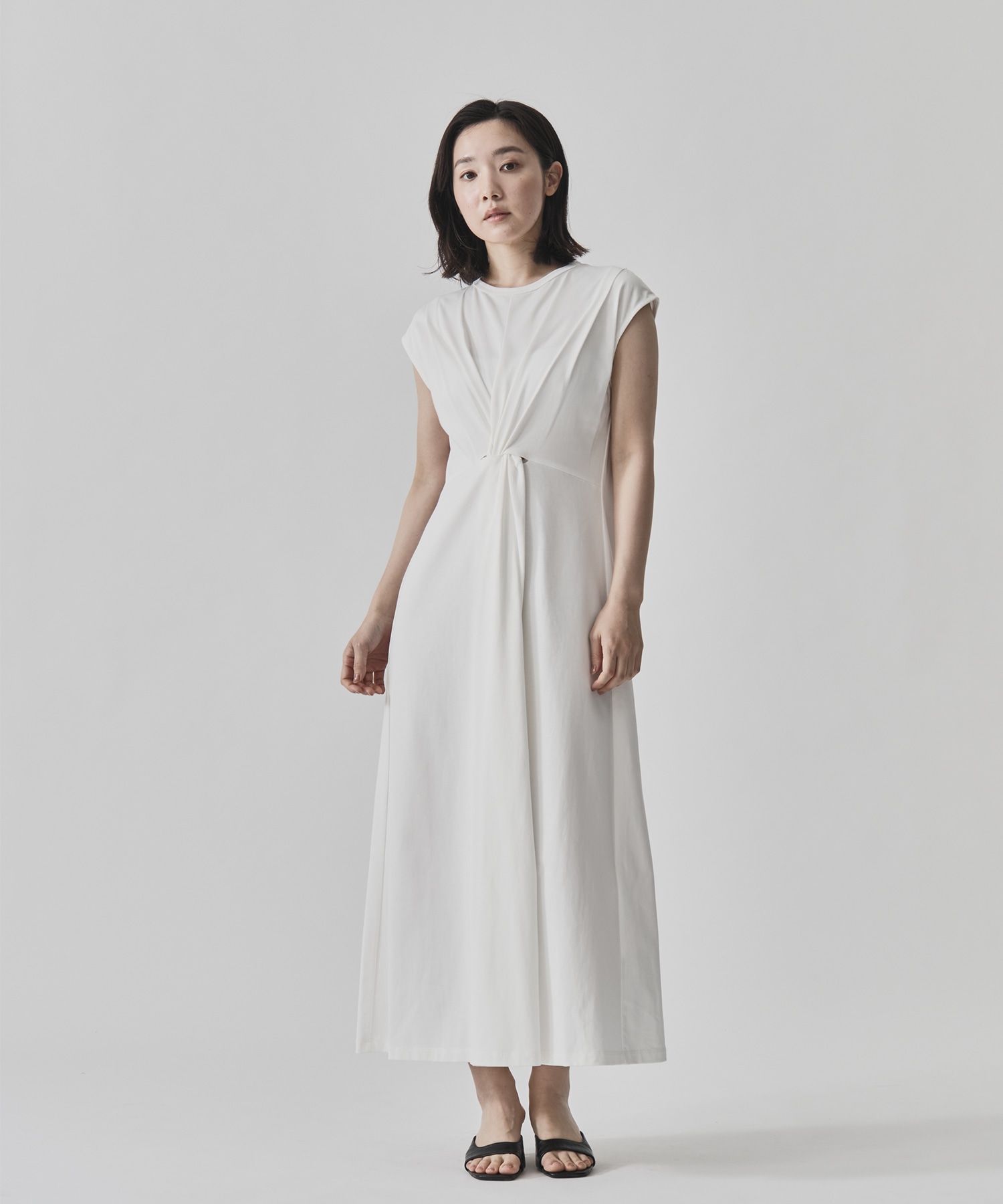 Shoulder Tuck Twist Dress