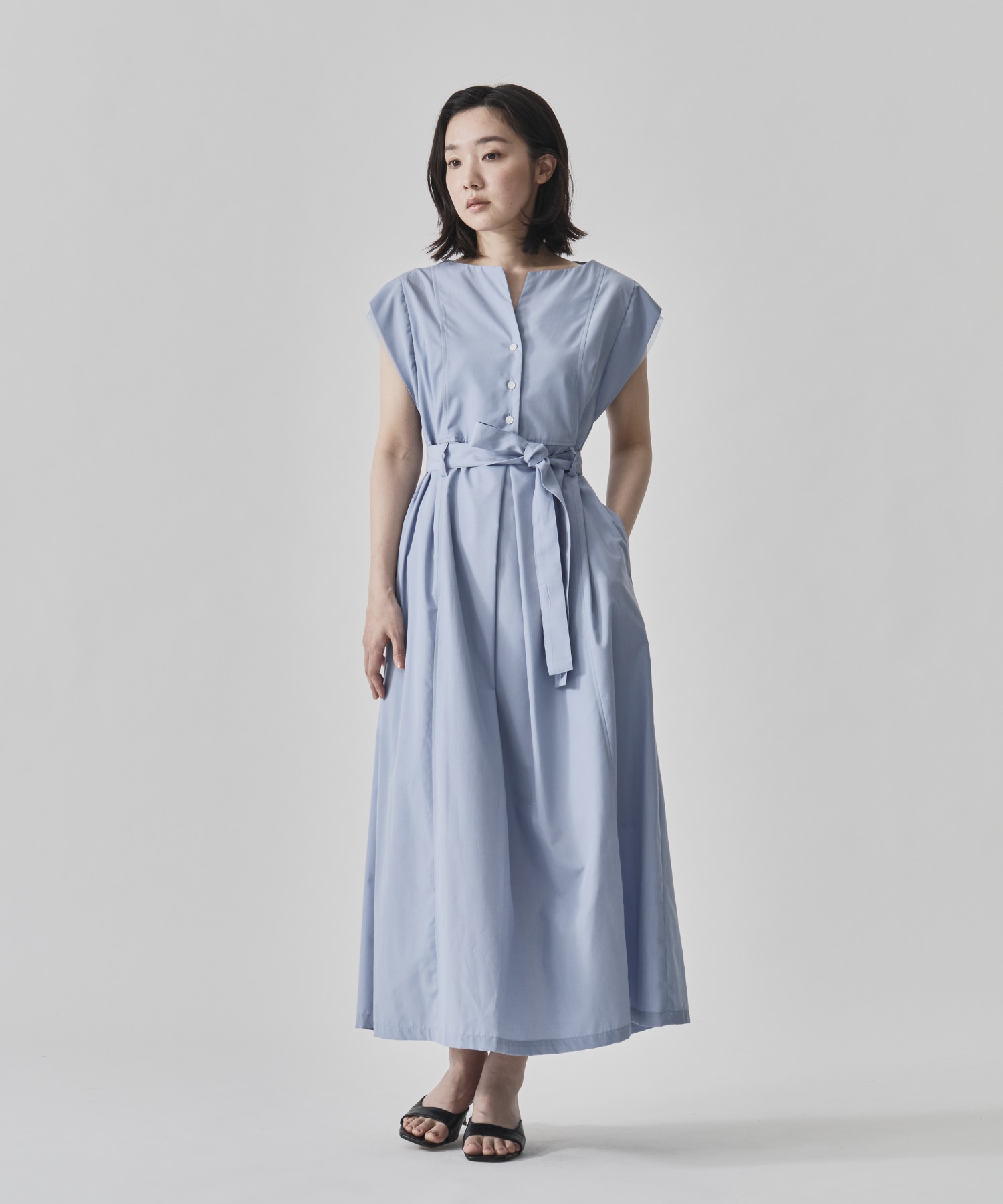 Chambray Belted Dress