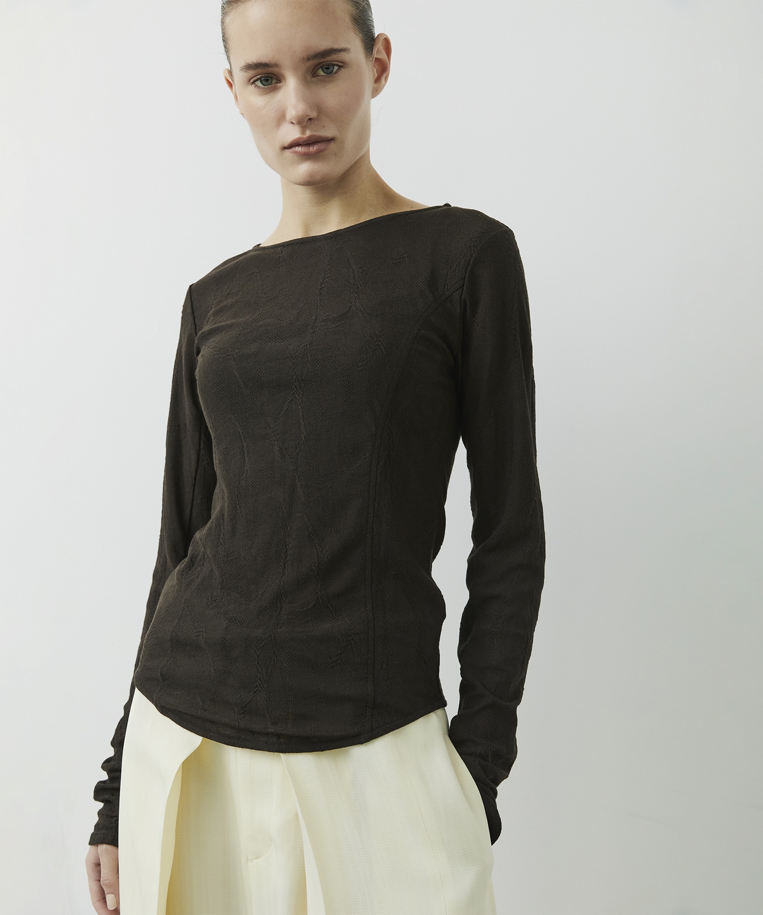 Jacquard Knit Long Tee