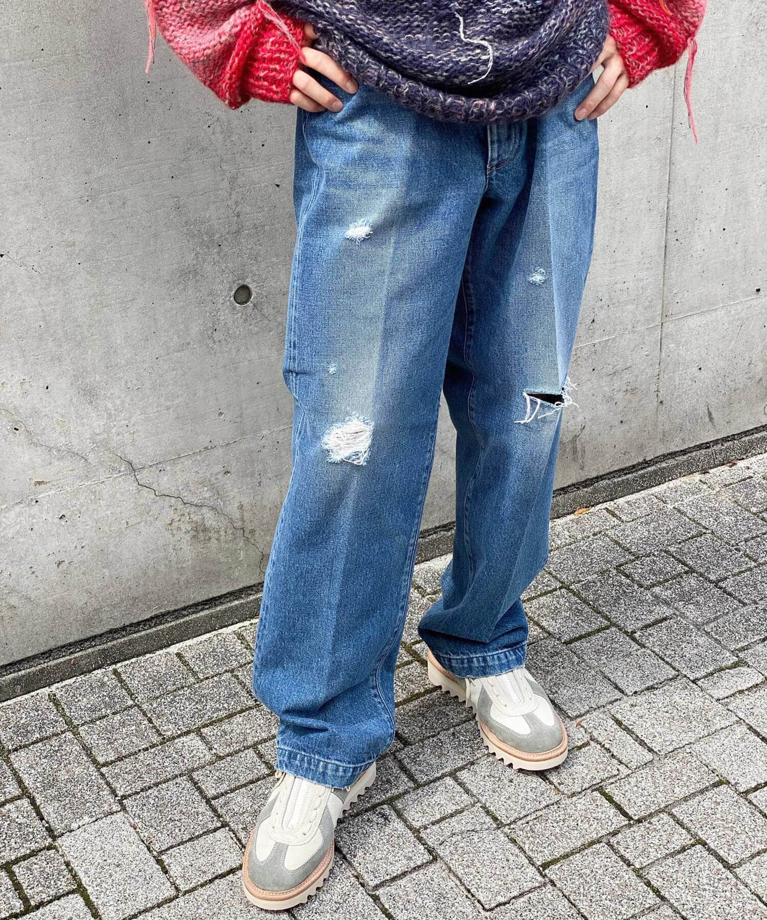 THE JEAN TROUSERS DISTRESSED BLUE