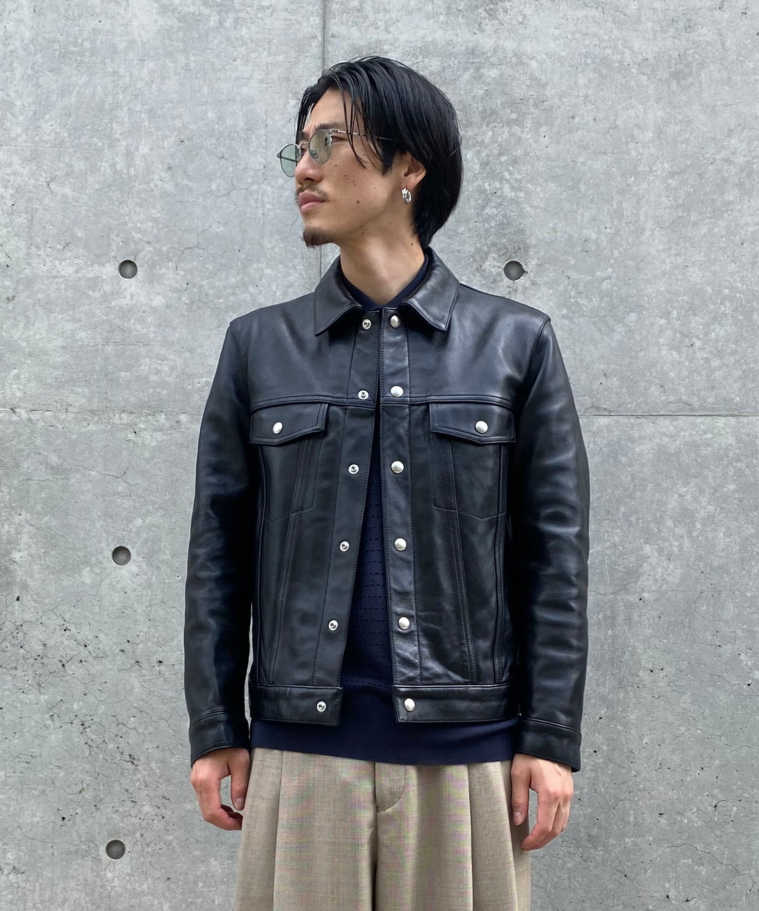 vintage leather jean jacket