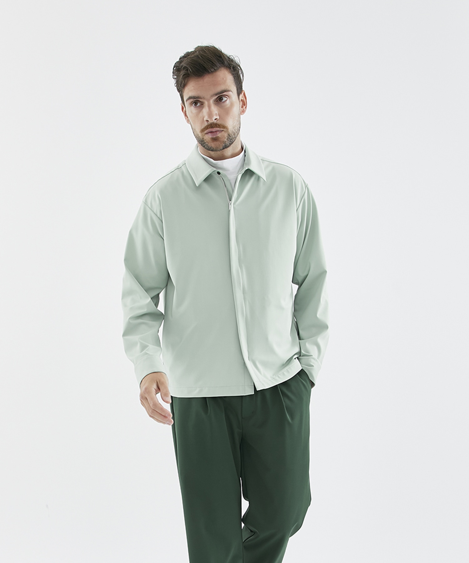 Matte Stretch Jersey Zip L/S Shirt