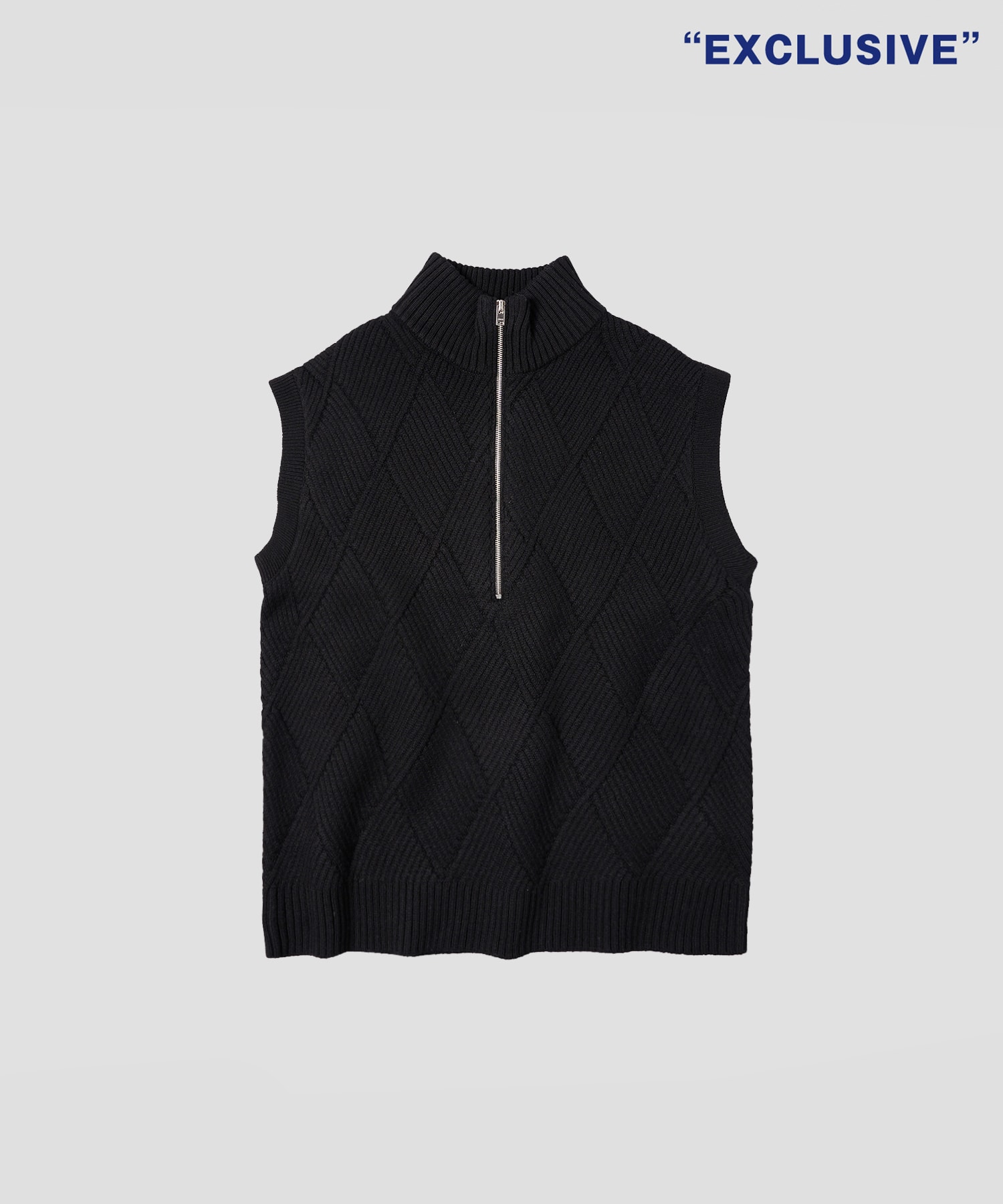 別注 ARGYLE CABLE KNIT HALF ZIP VEST