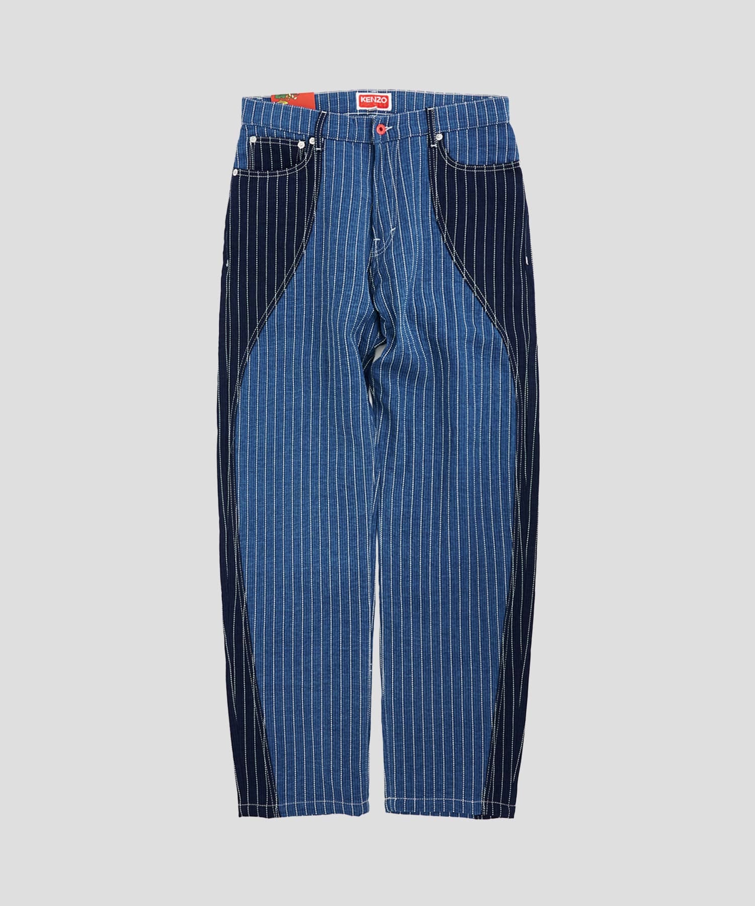Medium Stone Blue Denim Patchwork Loose Fit Jeans Botan M