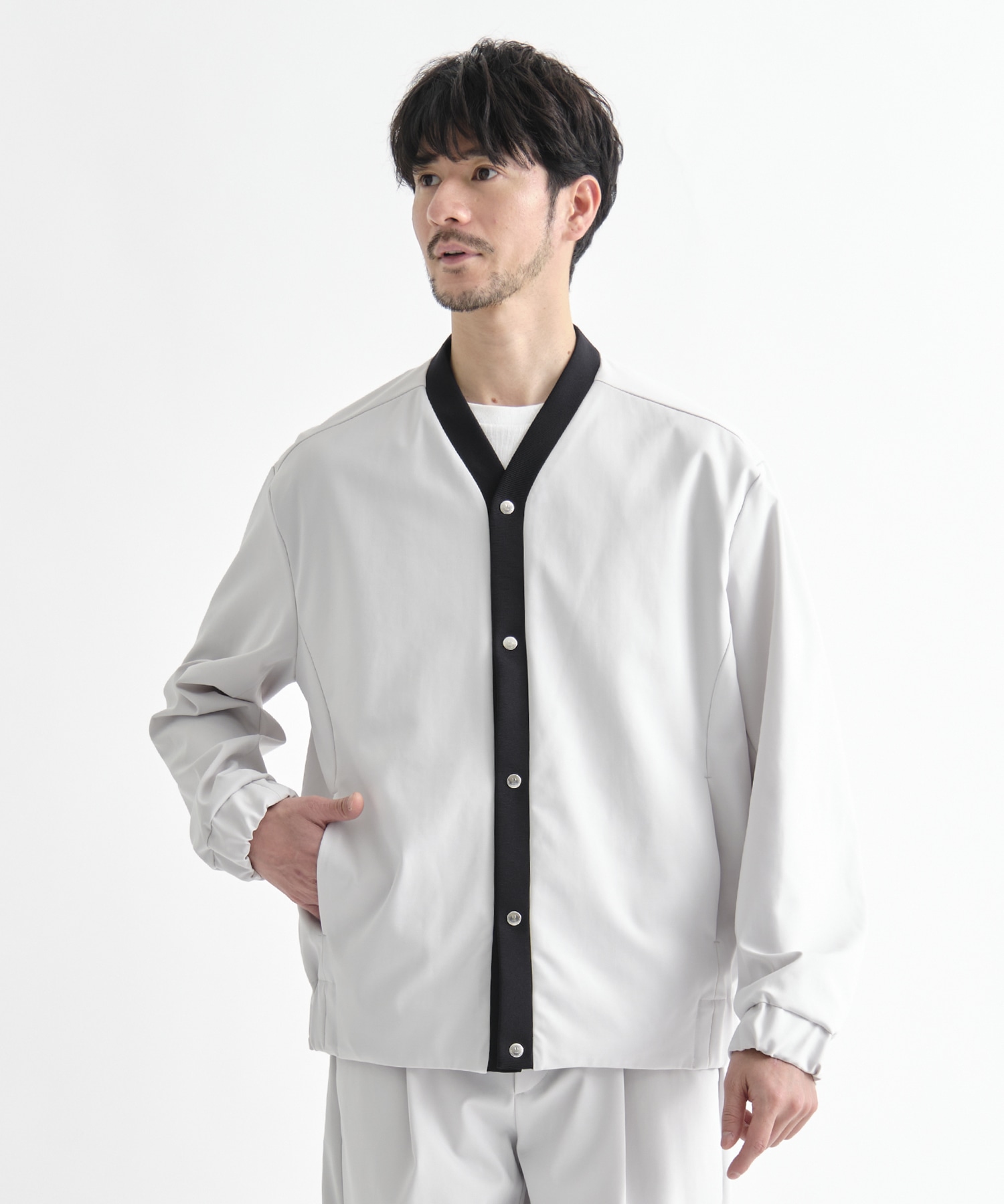 Washable High Function Jersey Snap Cardigan