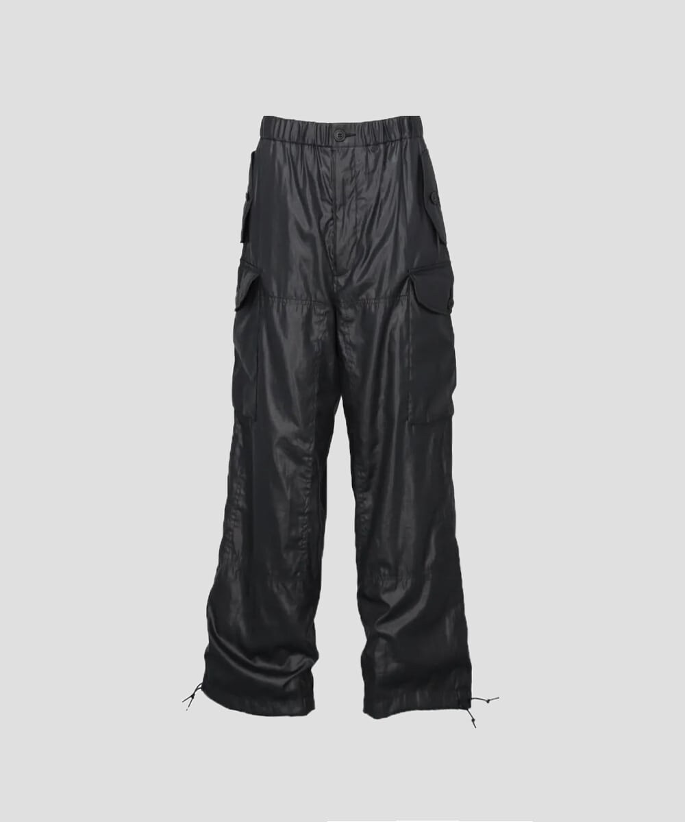 LEATHER LIKE POLYESTER CARGO PANTS