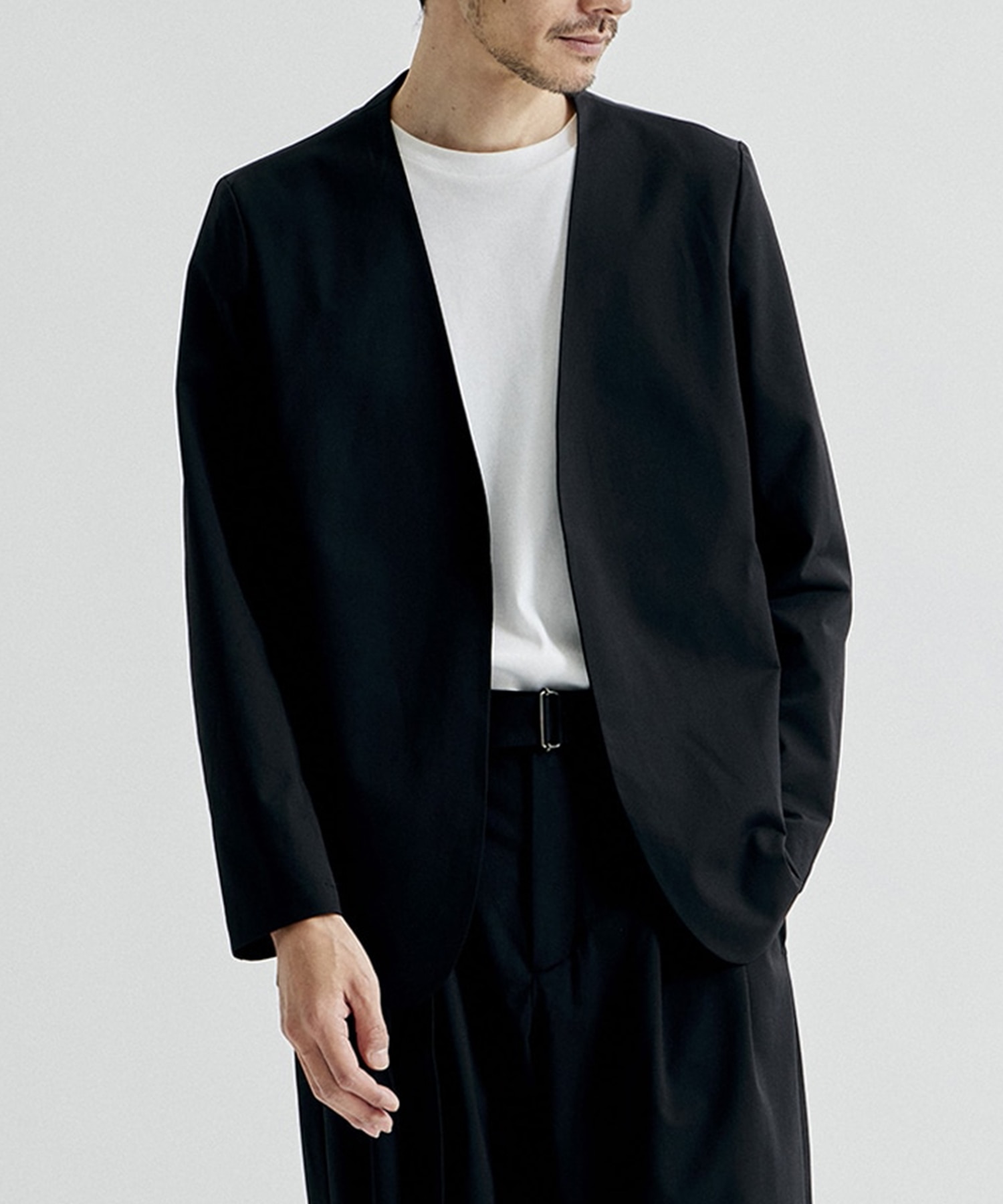 別注 PE HIGH GAUGE JERSEY NO COLLAR JACKET