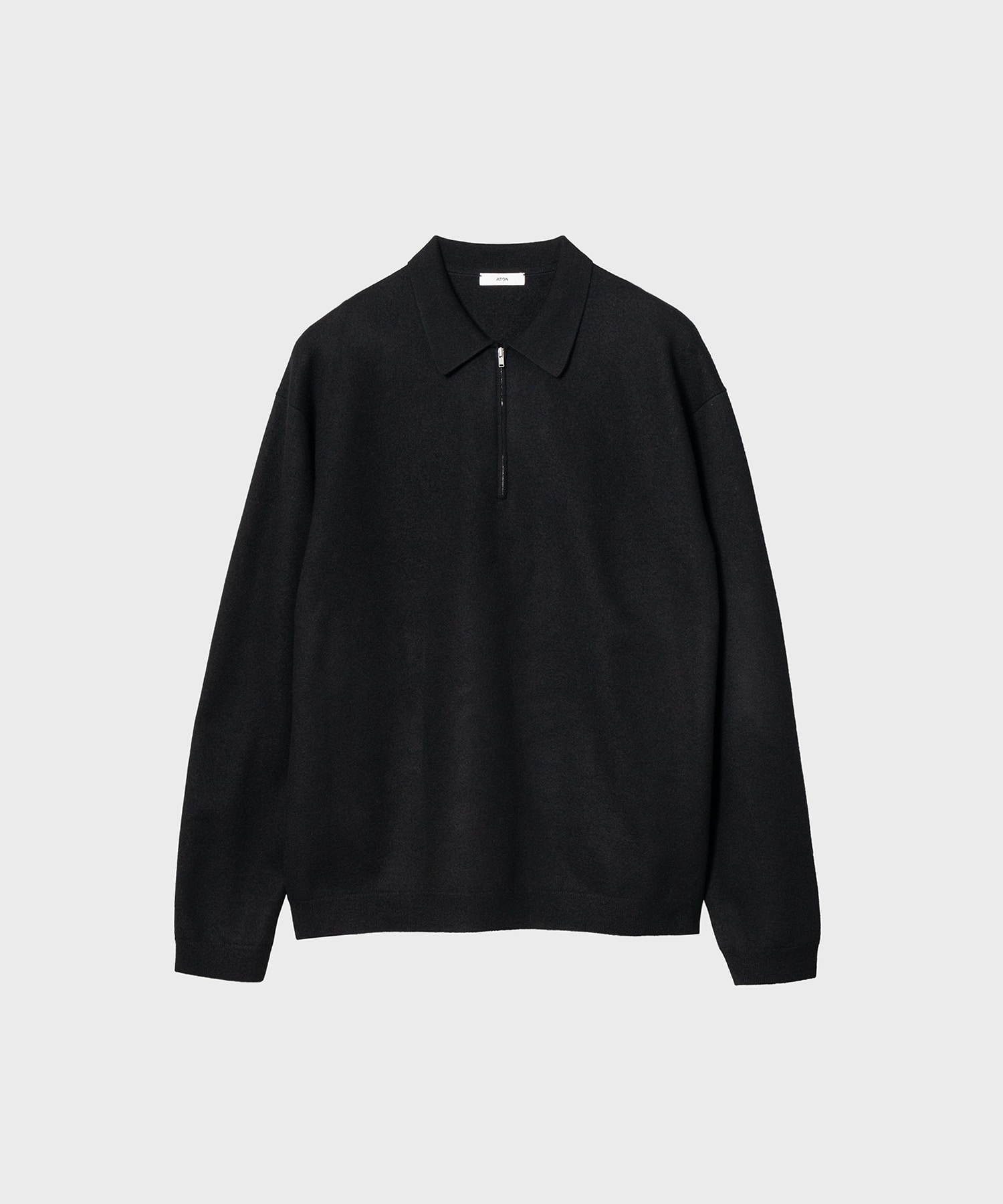 FINE WOOL MELTON HALF ZIPPED POLO SWEATER