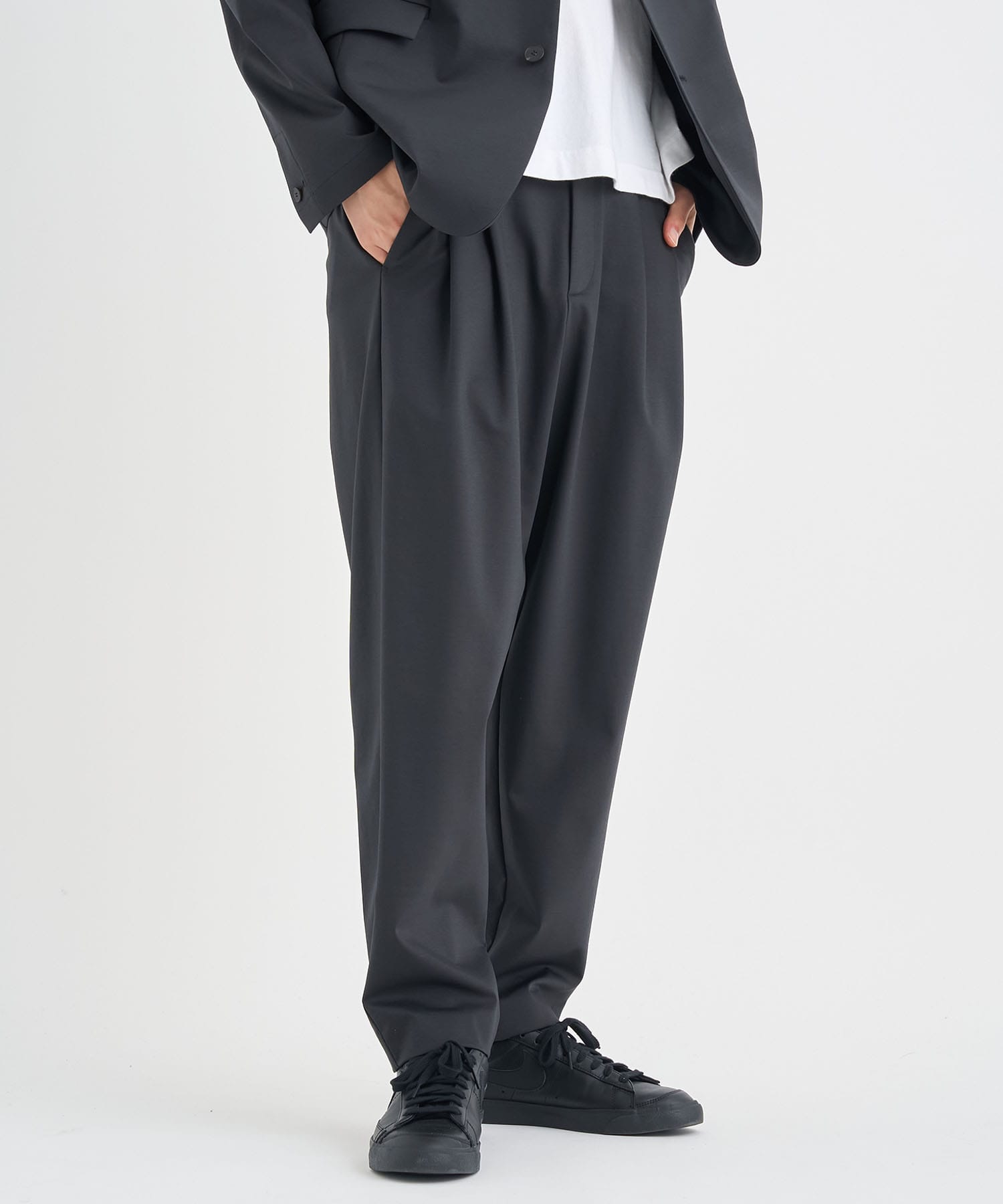 Matte Washable High Function Jersey Wide Tapered Pants