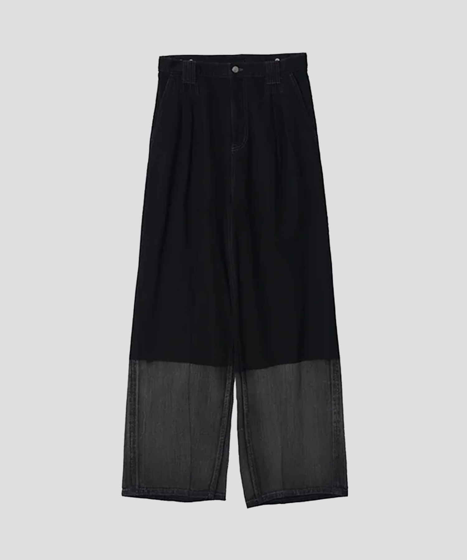 LASER PROCESSED DENIM WIDE-LEG BUGGY PANTS