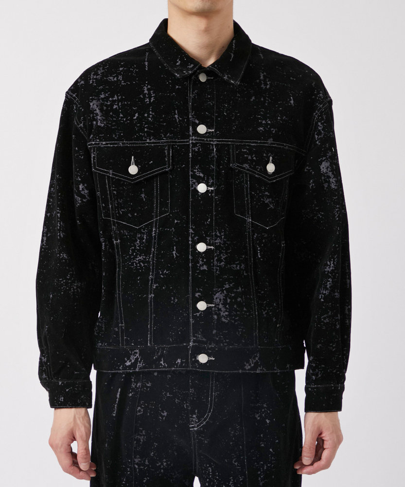 FLOCKY PRINTED DENIM TRUCKER JACKET