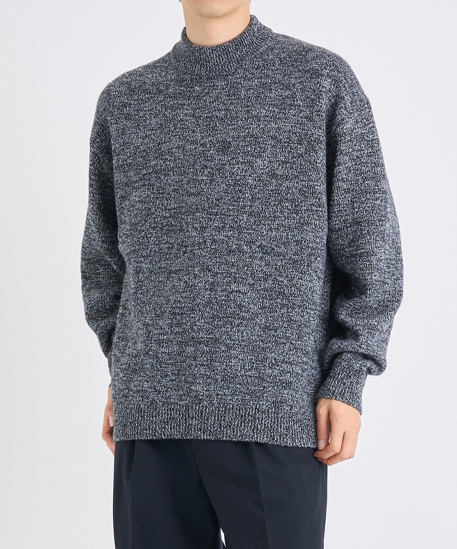 BABY WOOL  MOULINE MOCKNECK SWEATER