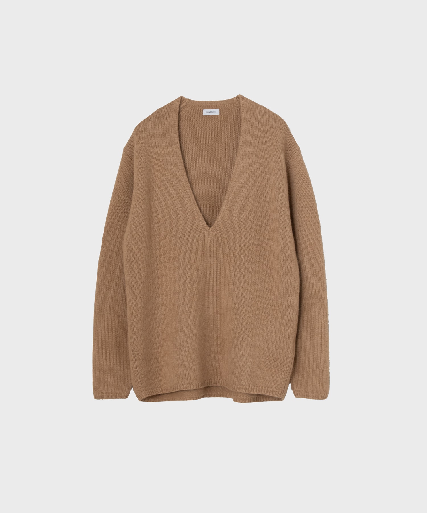 Natural camel Deep V-neck sweater