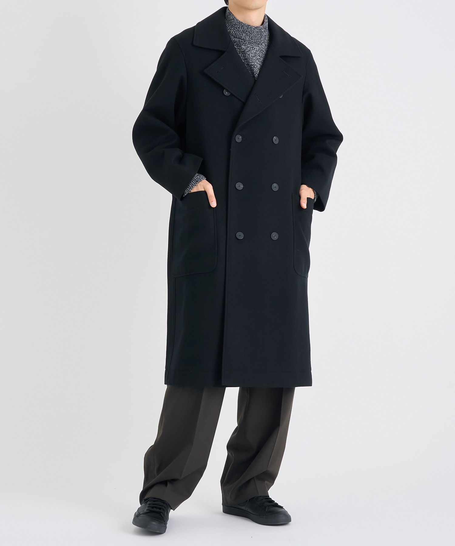 SUPER 160S DOUBLE SAXONY DOUBLE BREASTED COAT