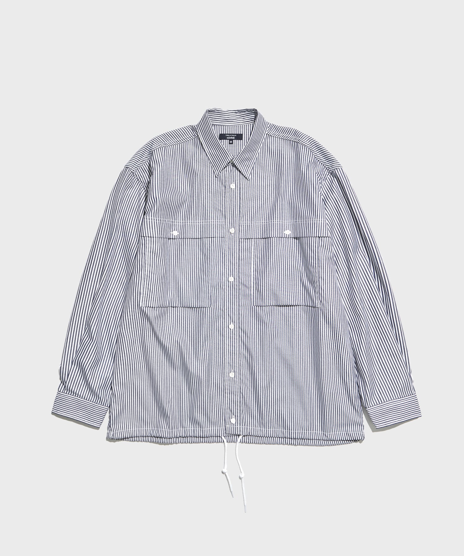 綿ストライプオックス L/S SH