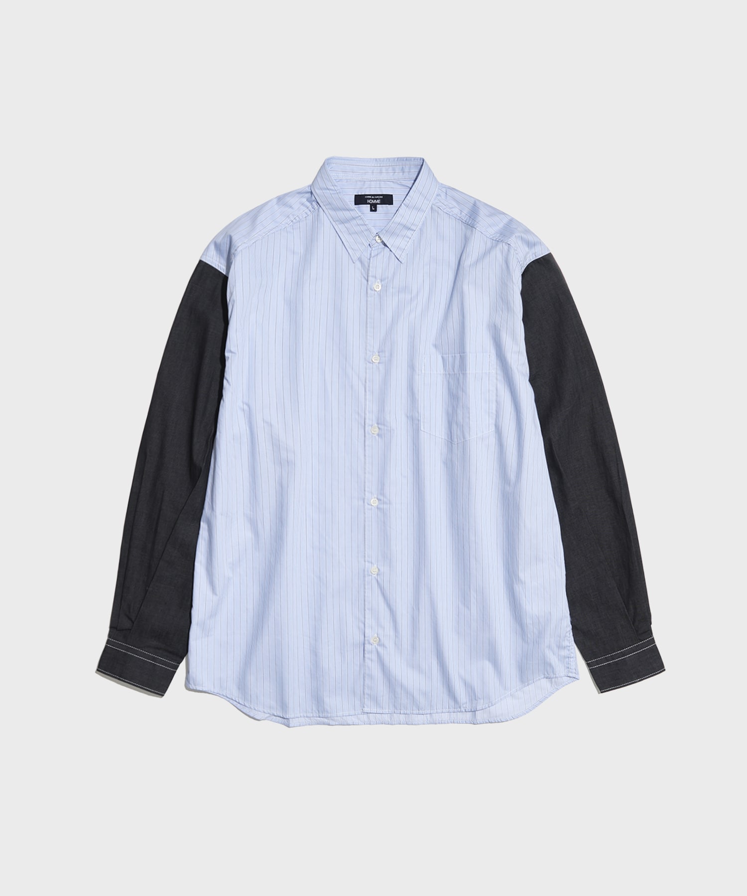 【コムデギャルソンオム】HQ-B015-051 綿ストライプツイル×綿ライトオンスデニム L/S SH