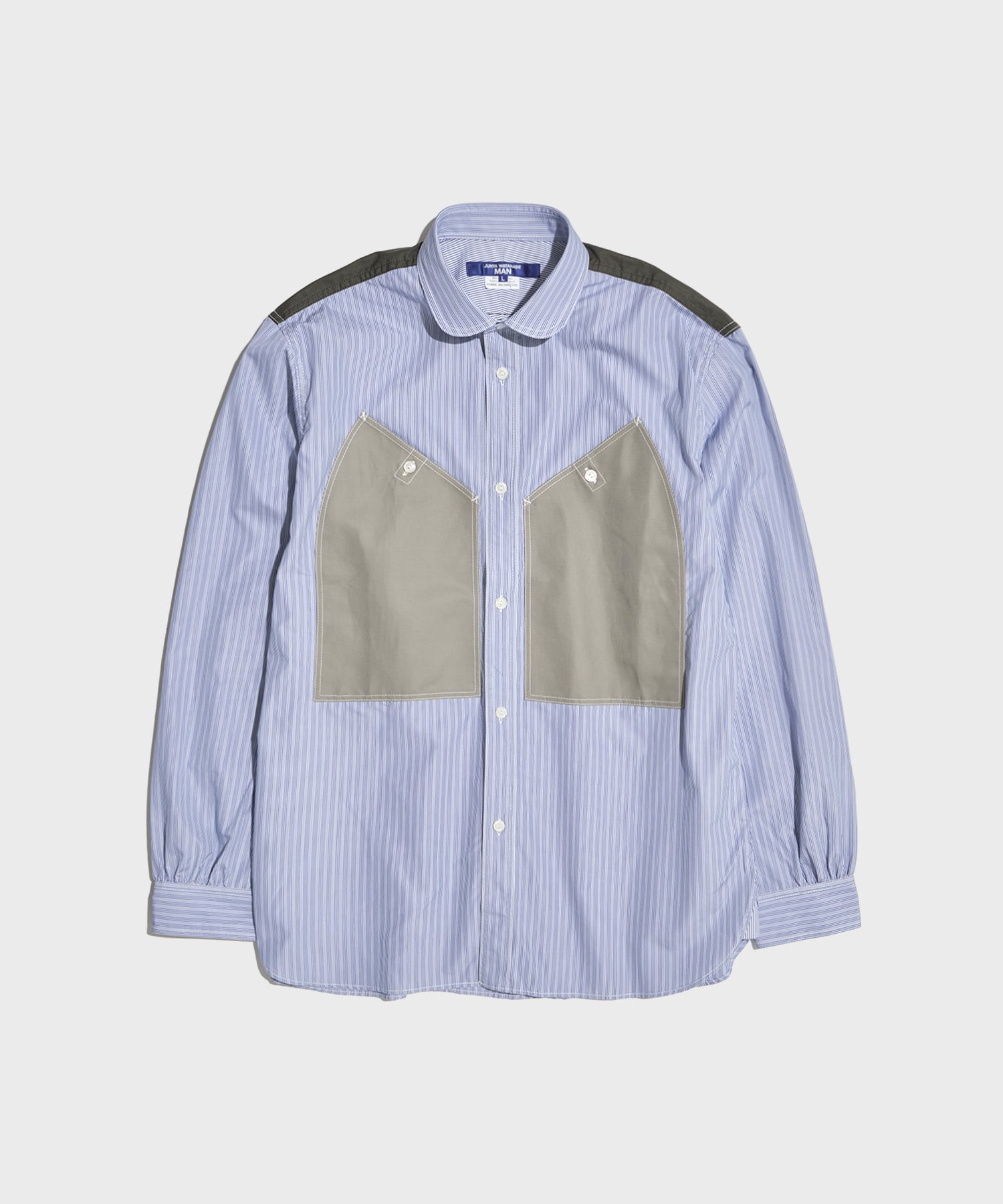 WQ-B039-051 ストライプオックス×綿麻サージ×綿リ L/S SH