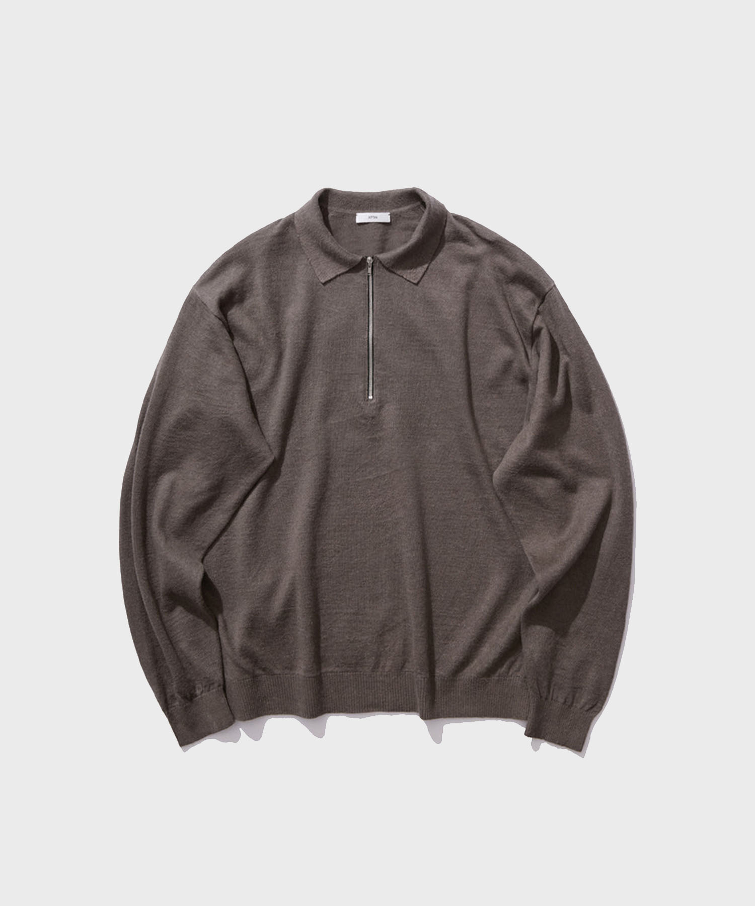 LINEN SHORT FUR ZIP UP POLO SWEATER