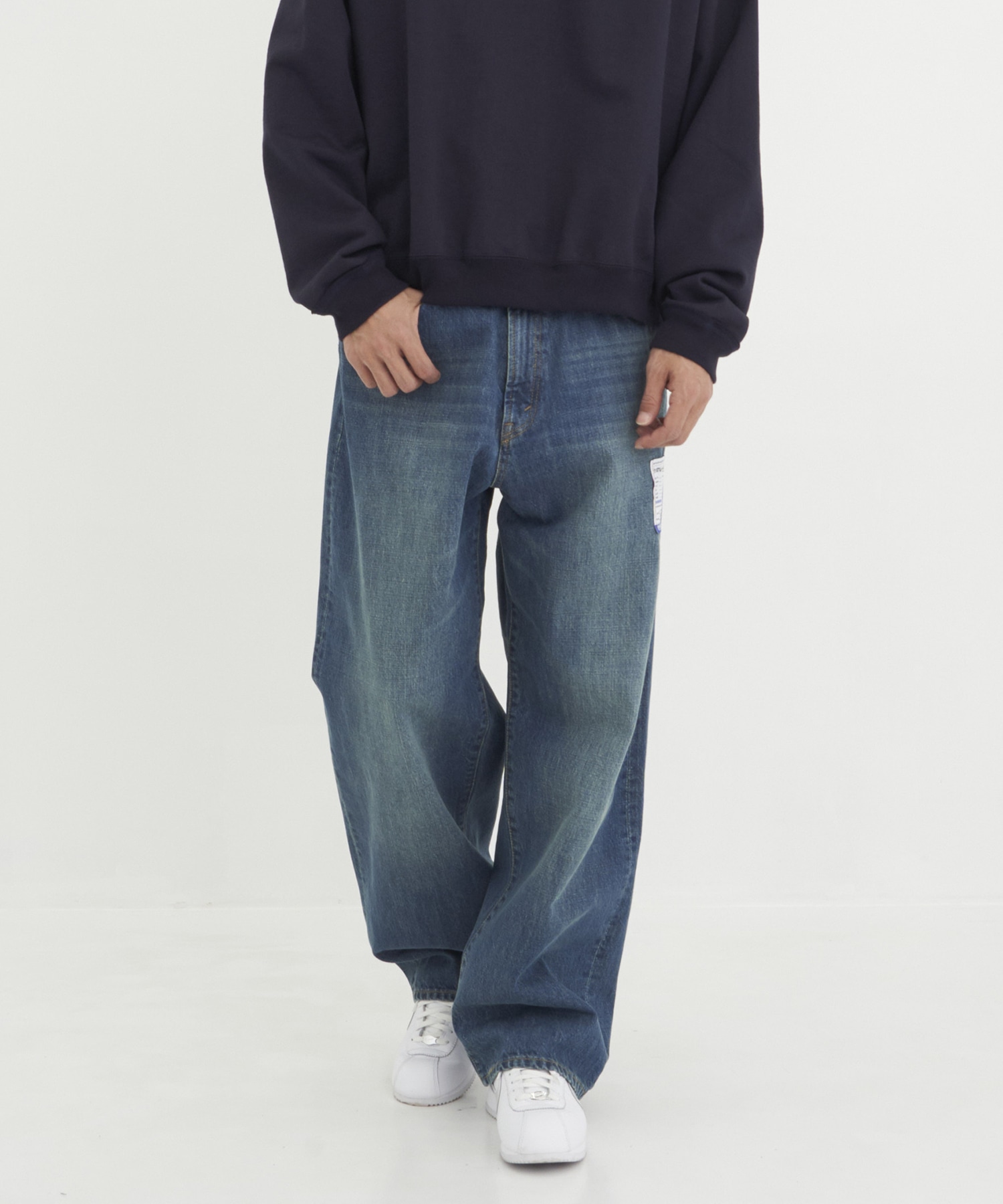 HARD WASHED SELVAGE DENIM BAGGY PANTS