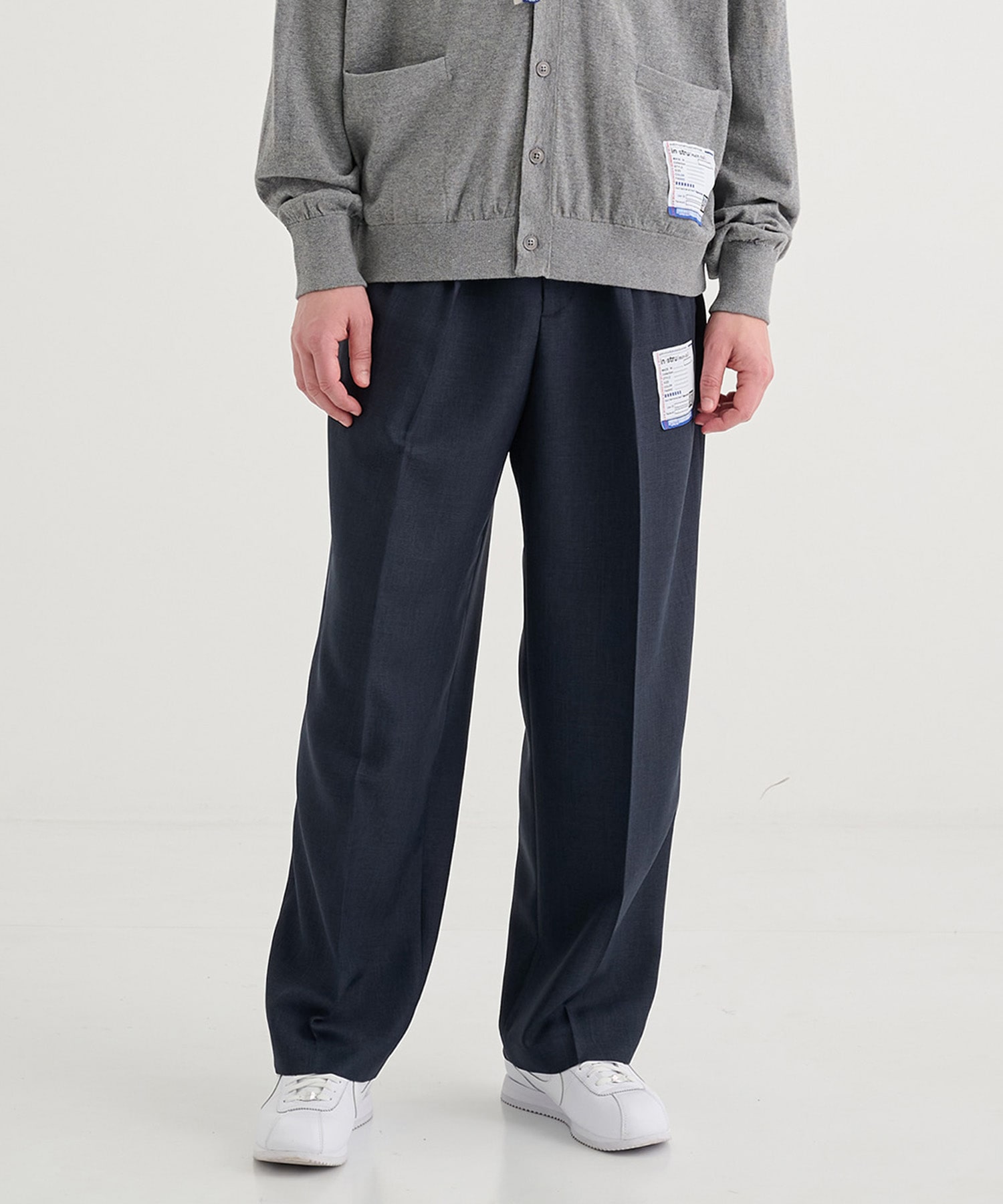WOOLY SHARKSKIN EASY TROUSERS