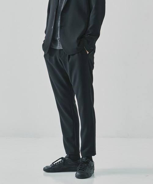 PE STRETCH DOUBLE CLOTH REGULAR FIT EASY TROUSERS