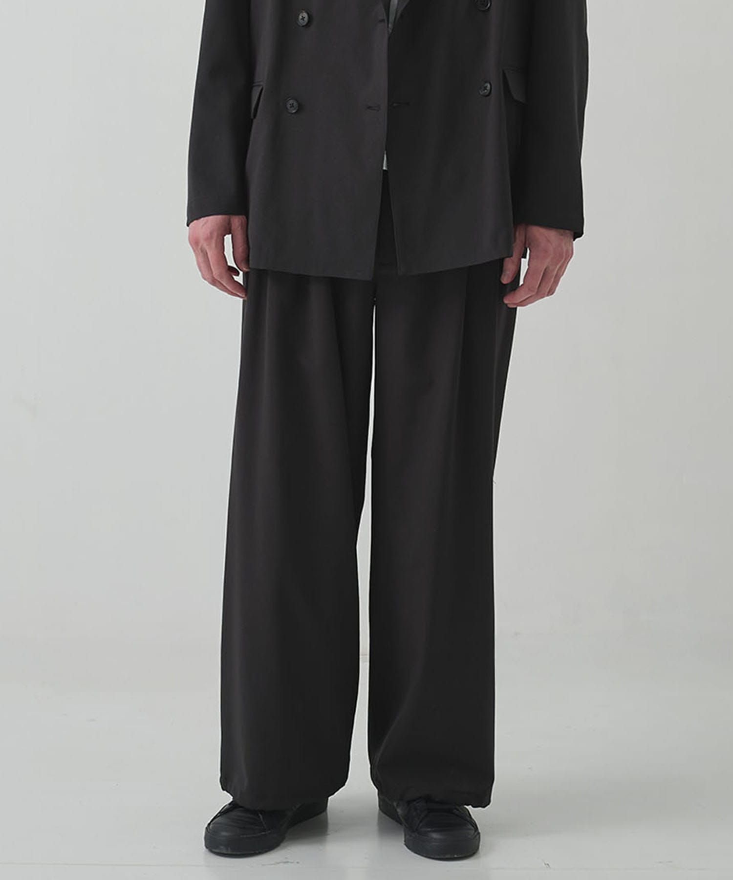 Wool Washer Tropical 2pleated Easy Trousers