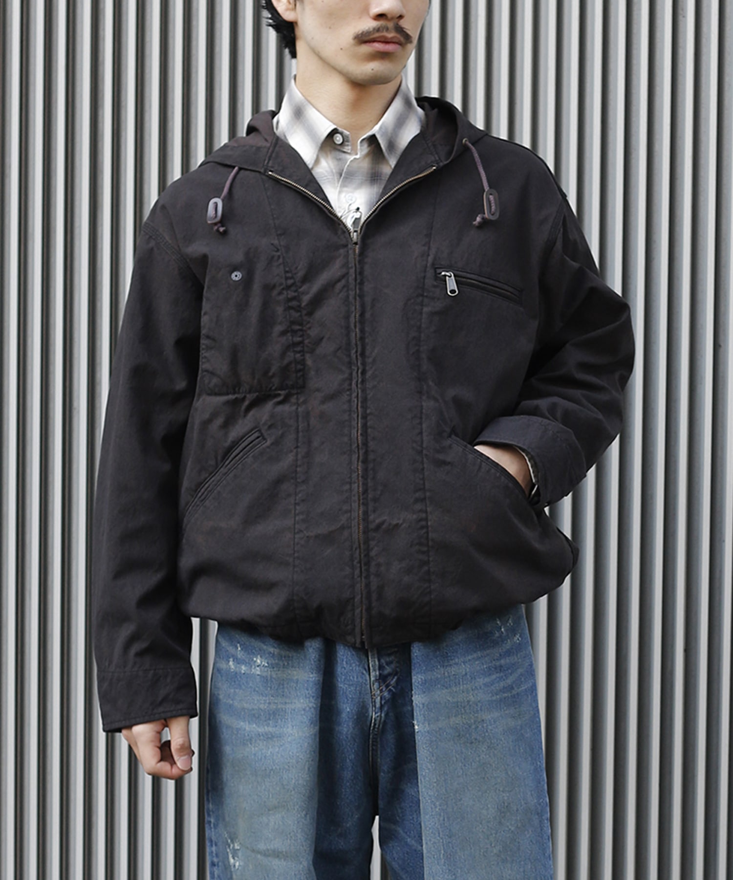 ナイロンオックス 製品染 Zip Hood Blouson