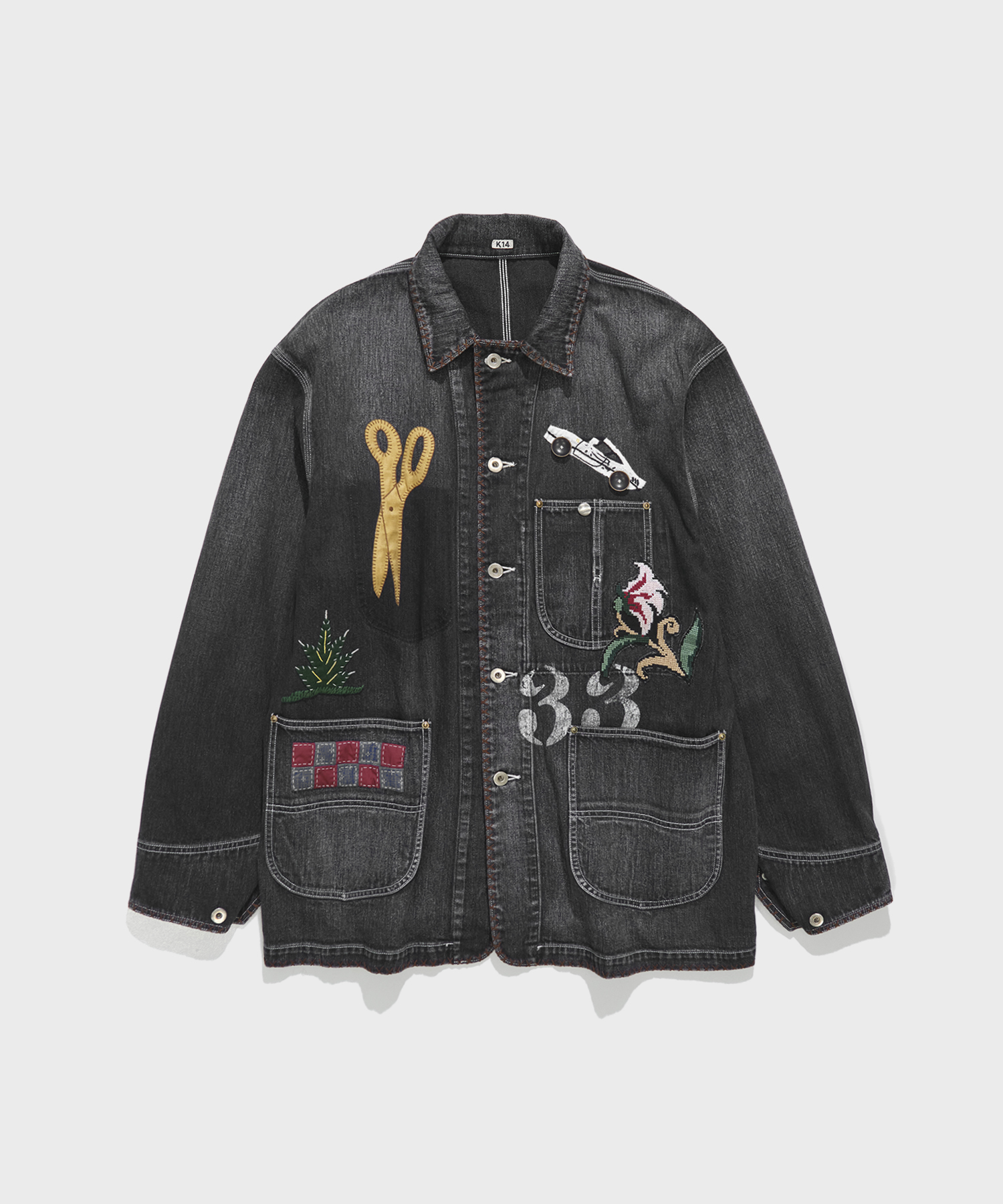 Hand-Embroidered Denim Coverall
