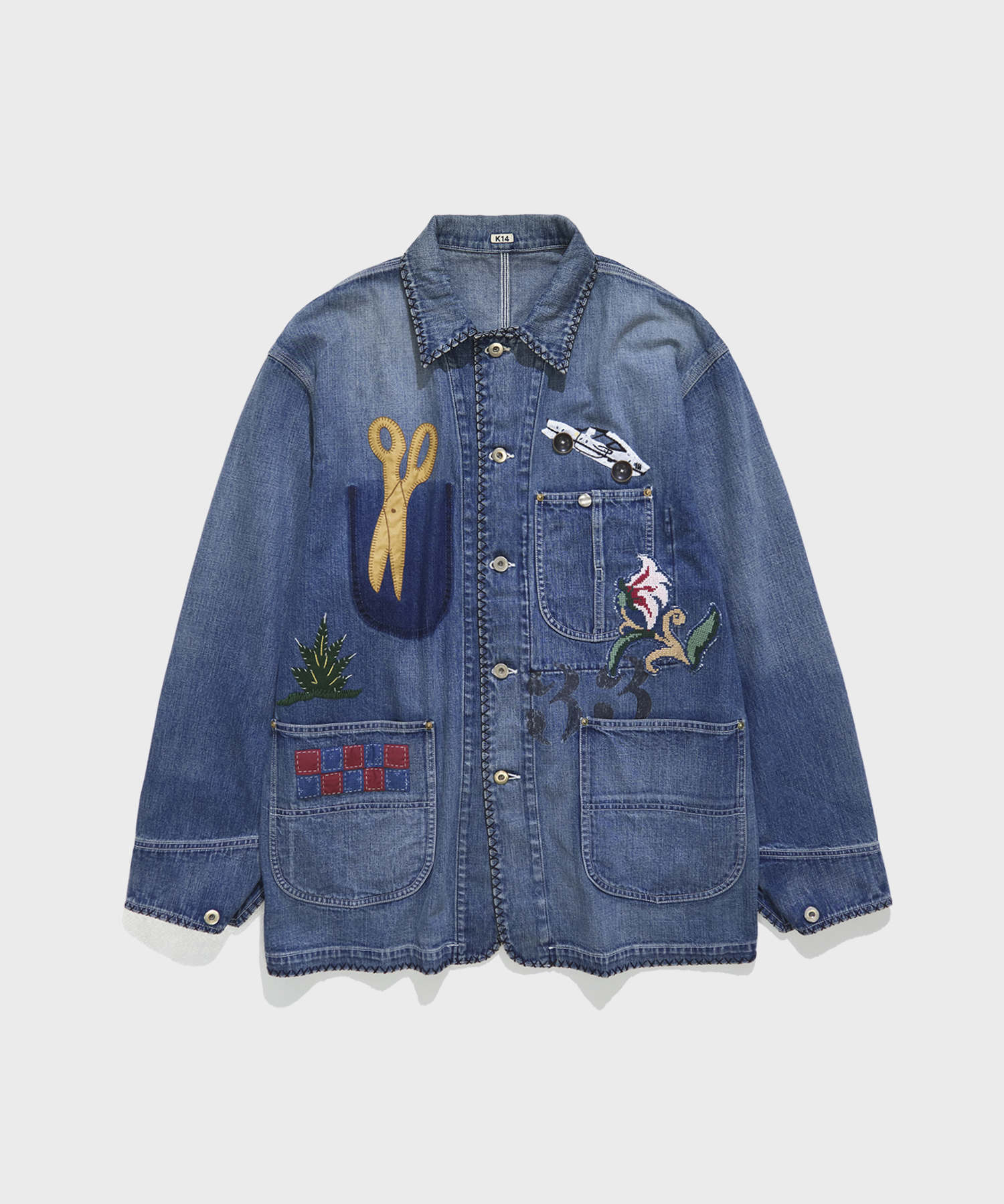 Hand-Embroidered Denim Coverall