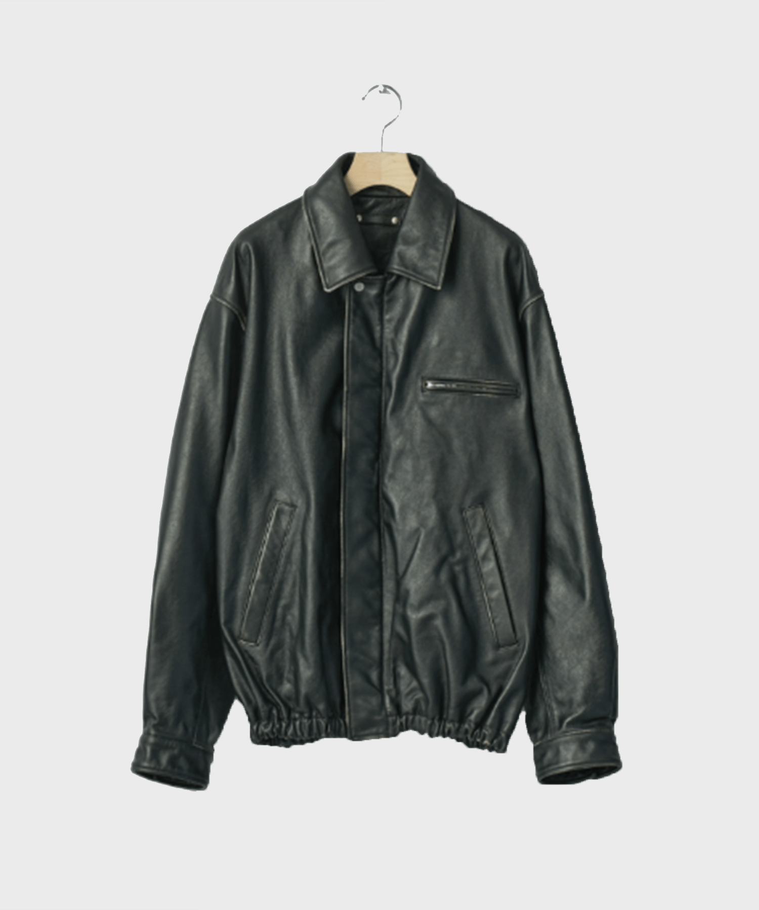 COW LEATHER VINTAGE ZIP JACKET