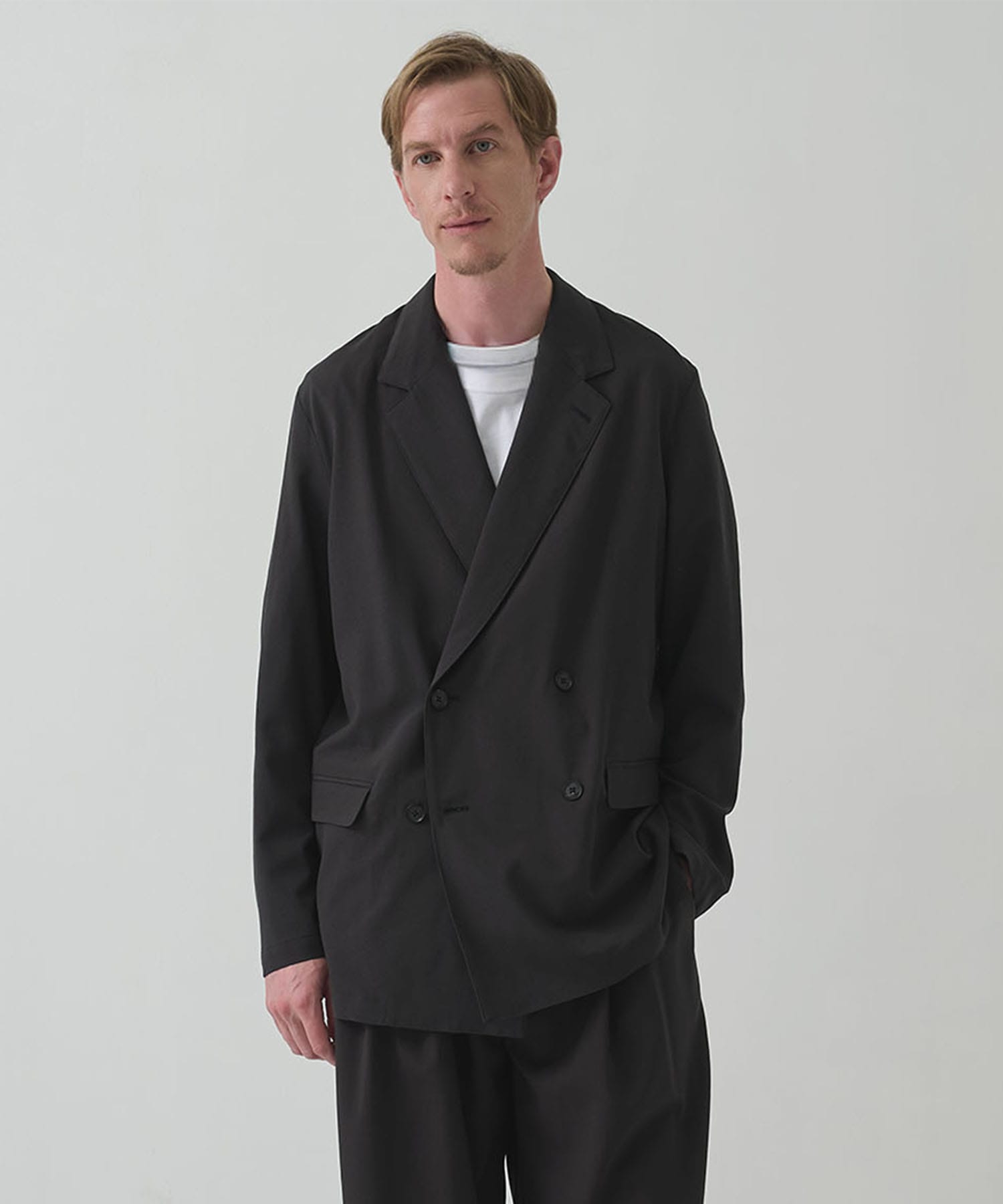 Wool Washer Tropical Double Breasted Jacket