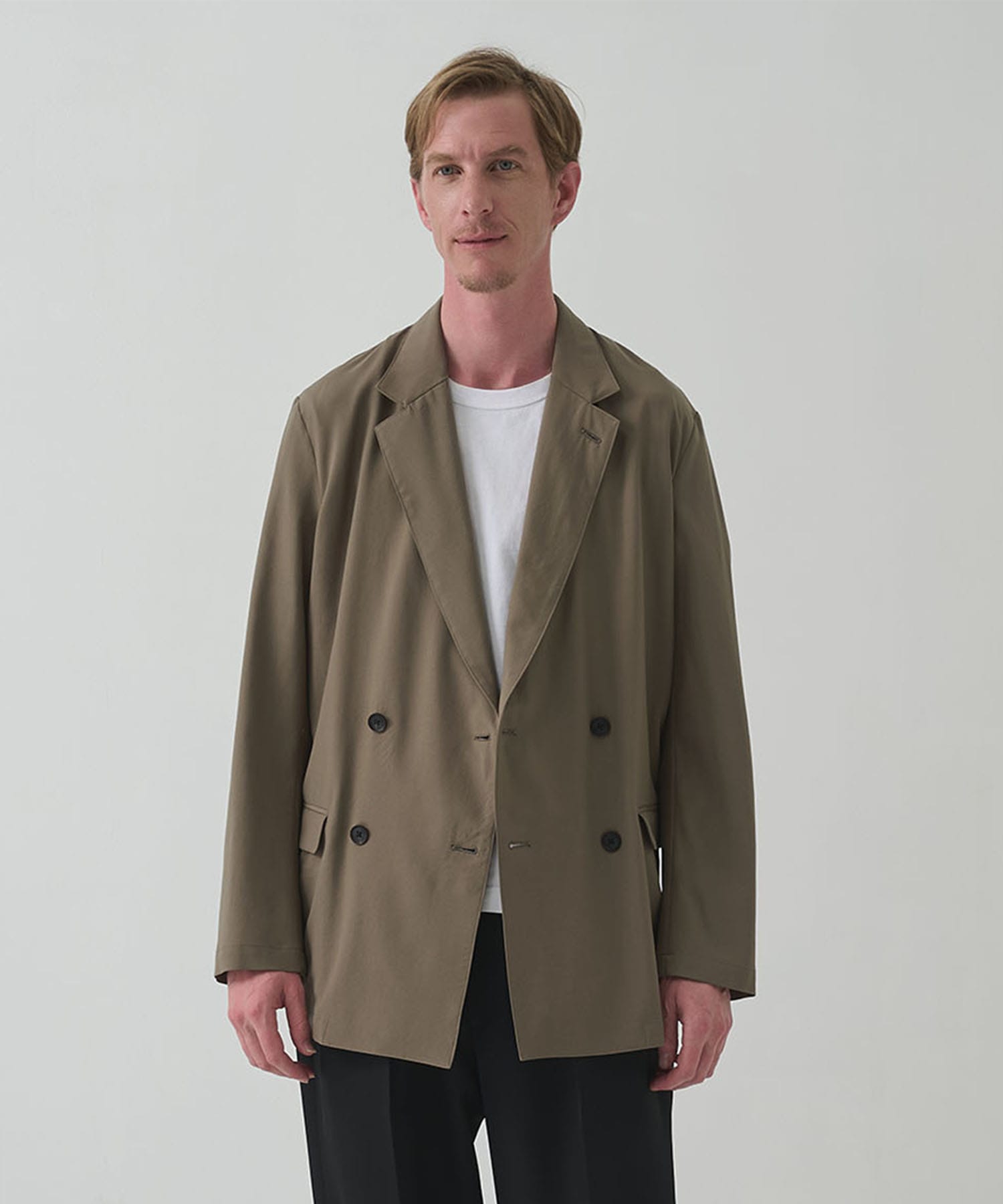 Wool Washer Tropical Double Breasted Jacket