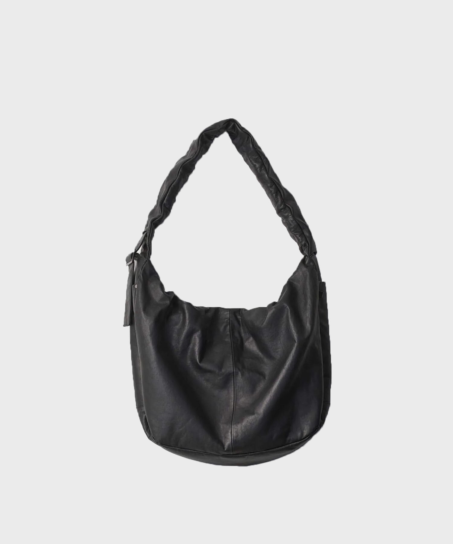 SHIRRING HANDLE LEATHER SHOULDER BAG