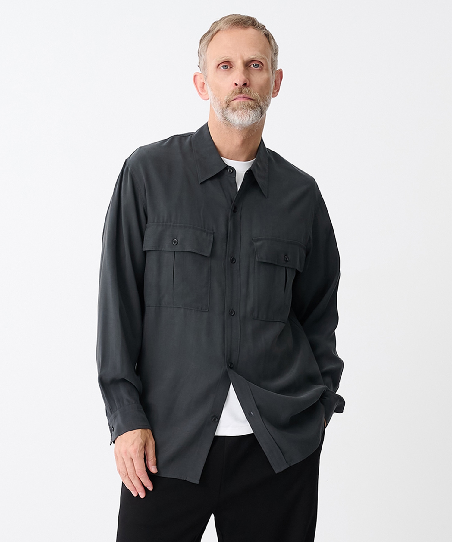 CU/RY FIBRIL TAFFETA PATCH POCKET L/S SHIRT