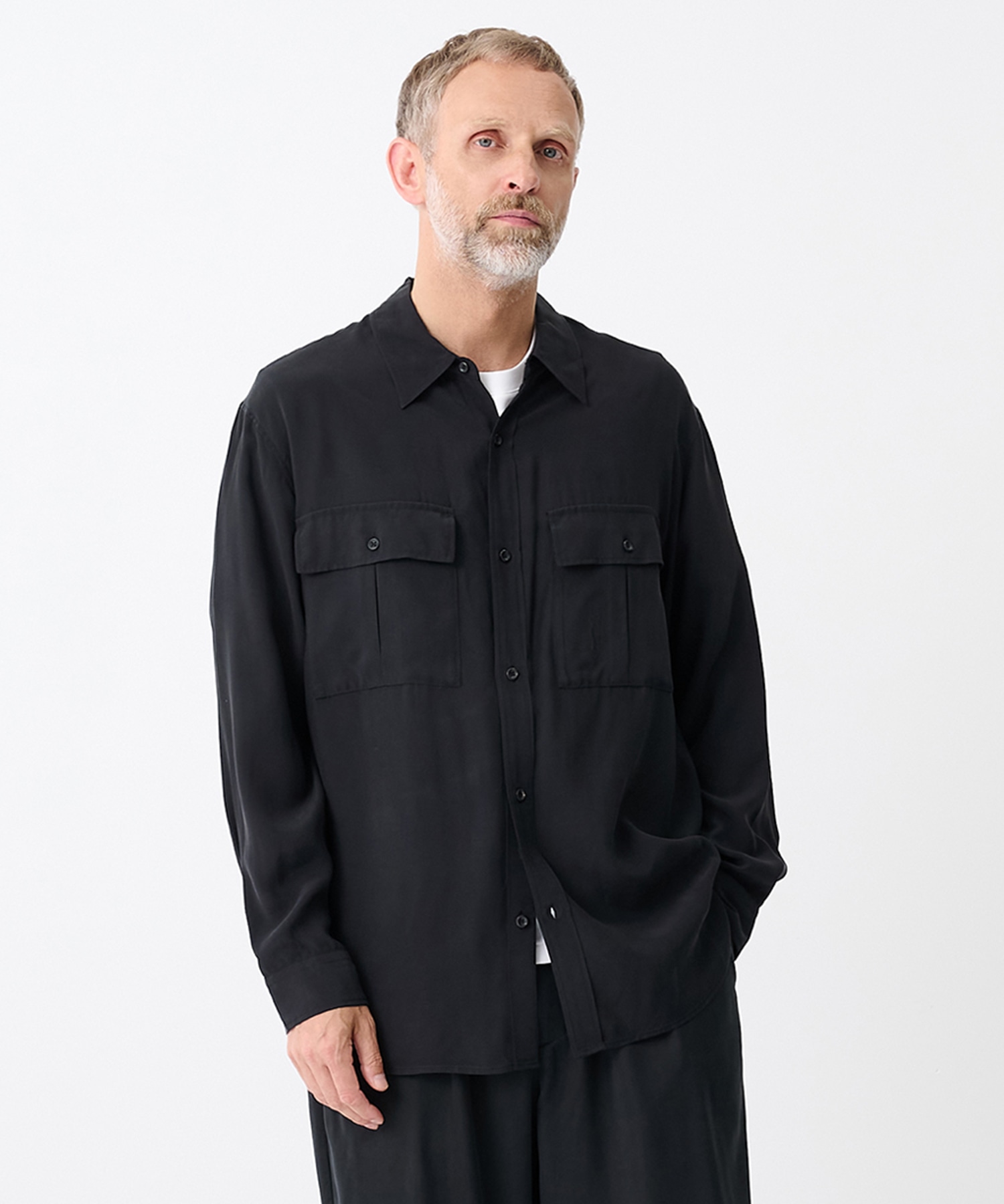 CU/RY FIBRIL TAFFETA PATCH POCKET L/S SHIRT