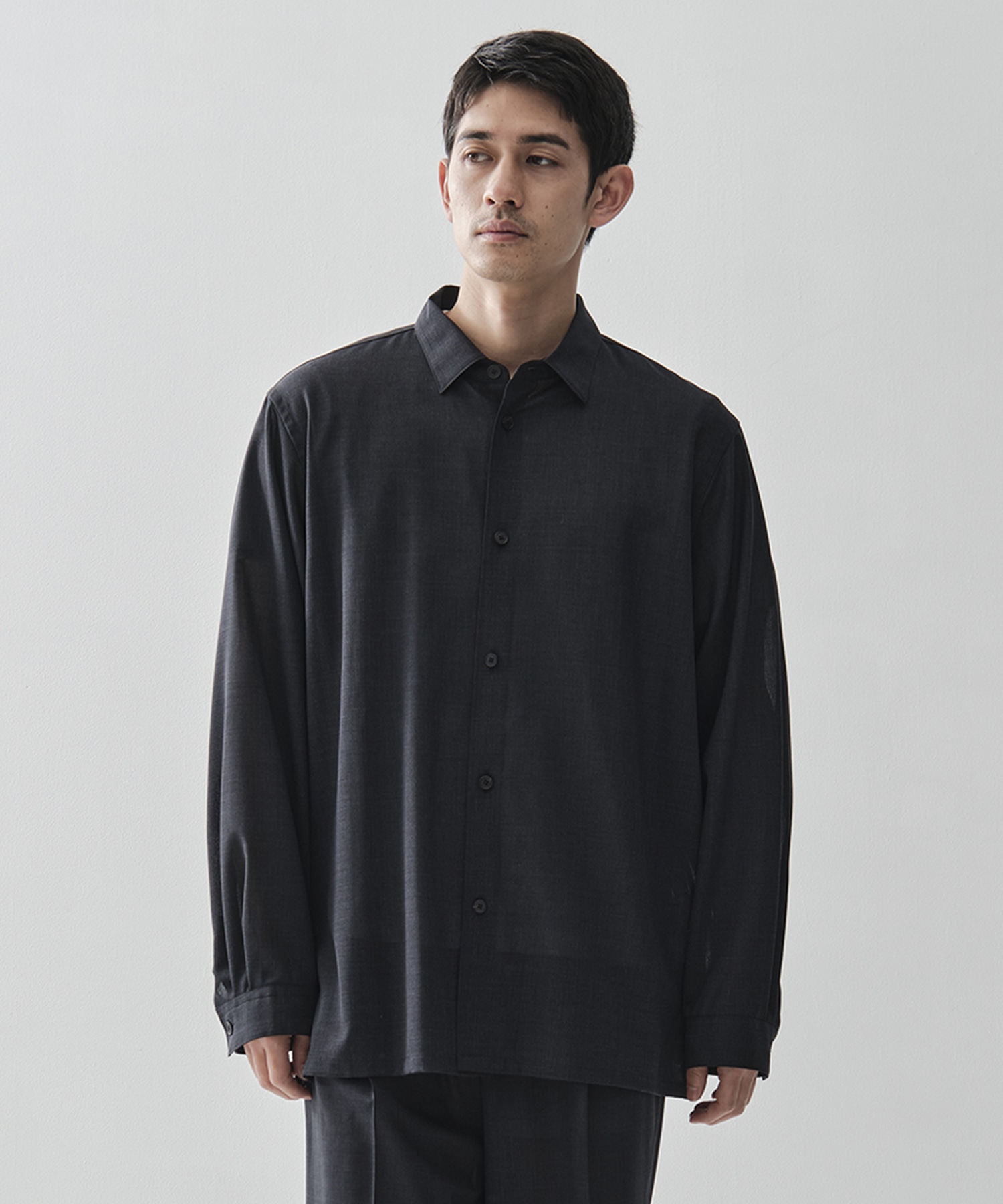 TWIST WOOL GAUZE LOOSE FIT SHIRT