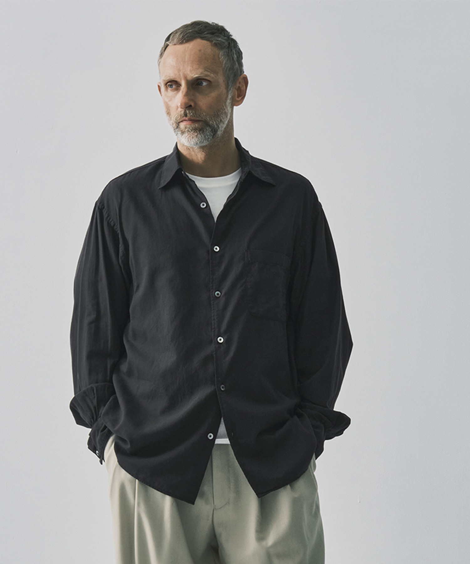 Cotton Silk Twill Garment-dyed Loosed Shirt