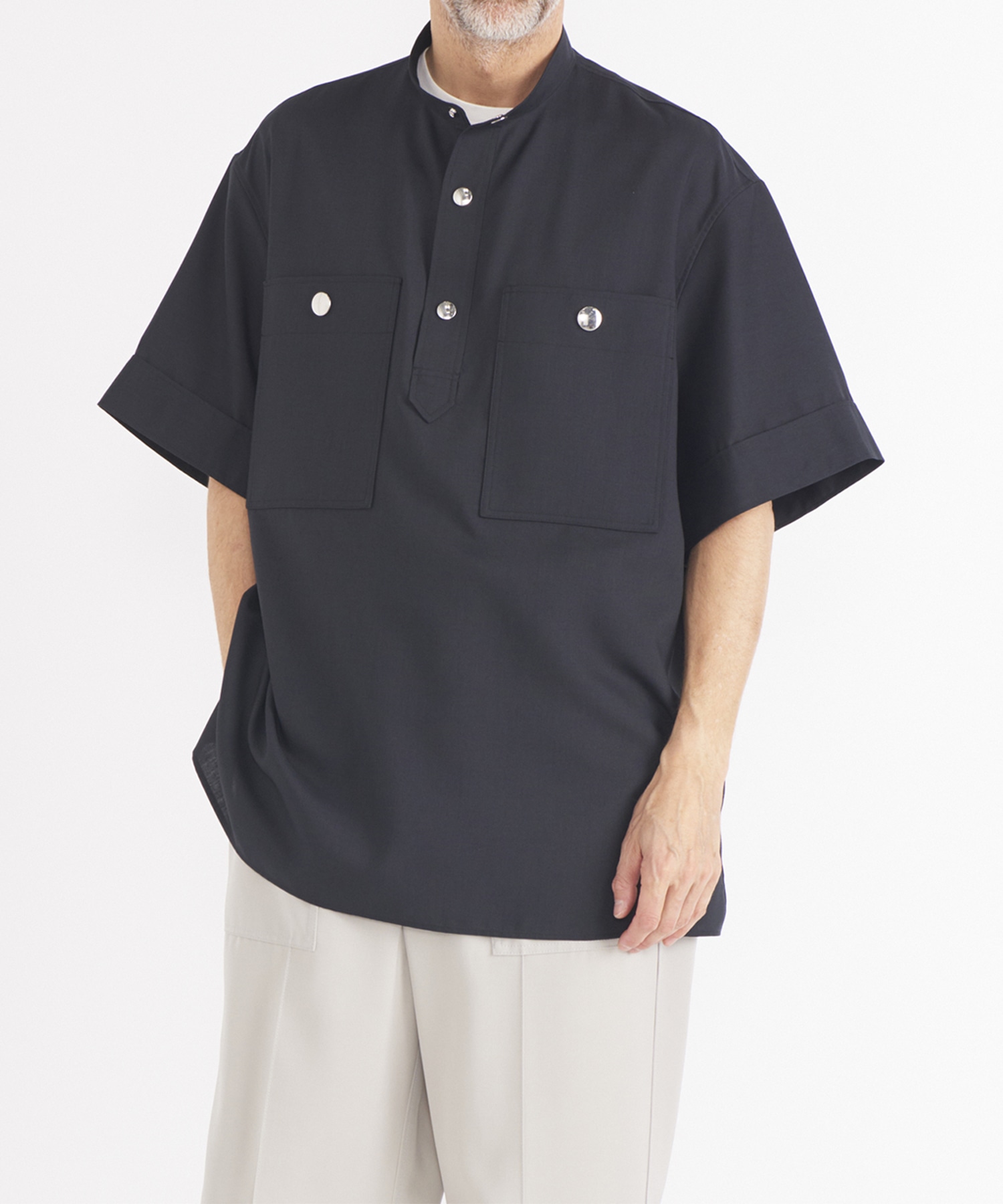 RERACS BAND COLLAR US PULLOVER SHIRT SHORT SLEEVE