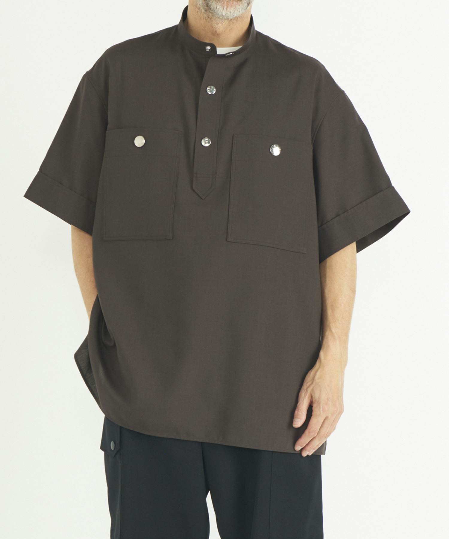 RERACS BAND COLLAR US PULLOVER SHIRT SHORT SLEEVE