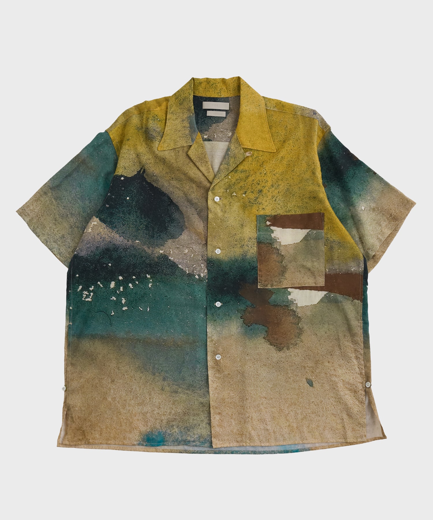 LANDSCAPE PRINTED OPEN COLLAR SHIRT